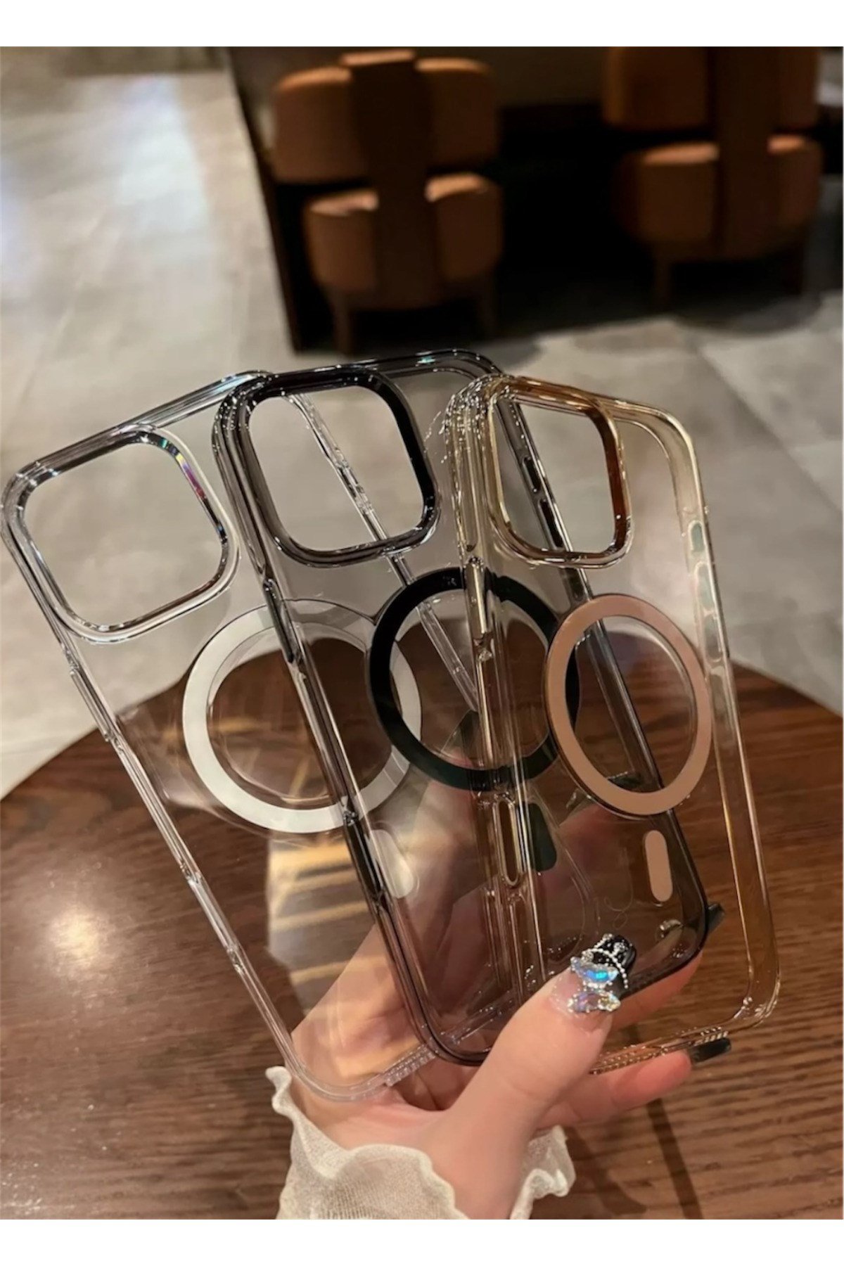Iphone 16 ProMax Uyumlu MagSafe, Çöl Şeffaf Mika Kılıf, Kamera Korumalı, Metal Tuş Premium Seri