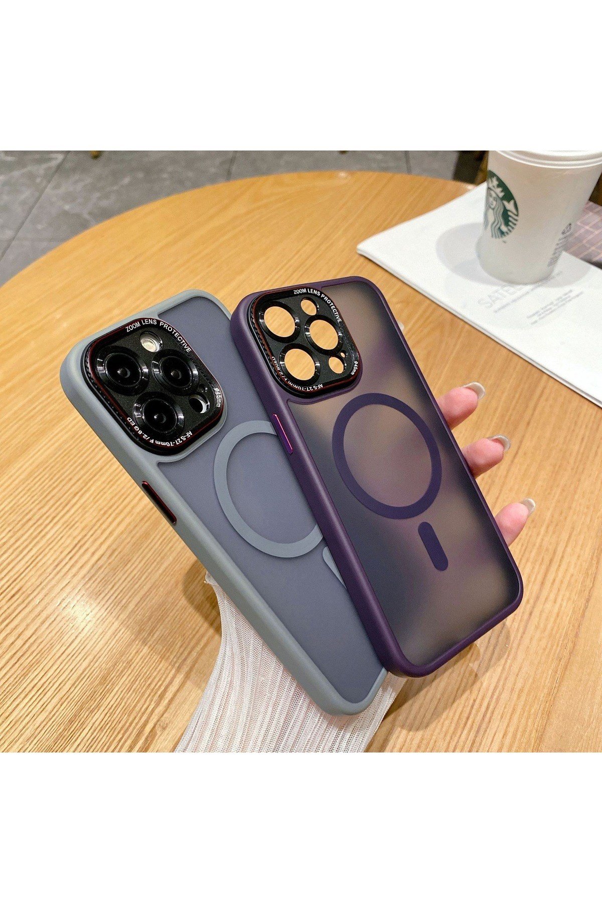 iPhone 16 Uyumlu Gri Mat Magsafe Lens Korumalı Kılıf