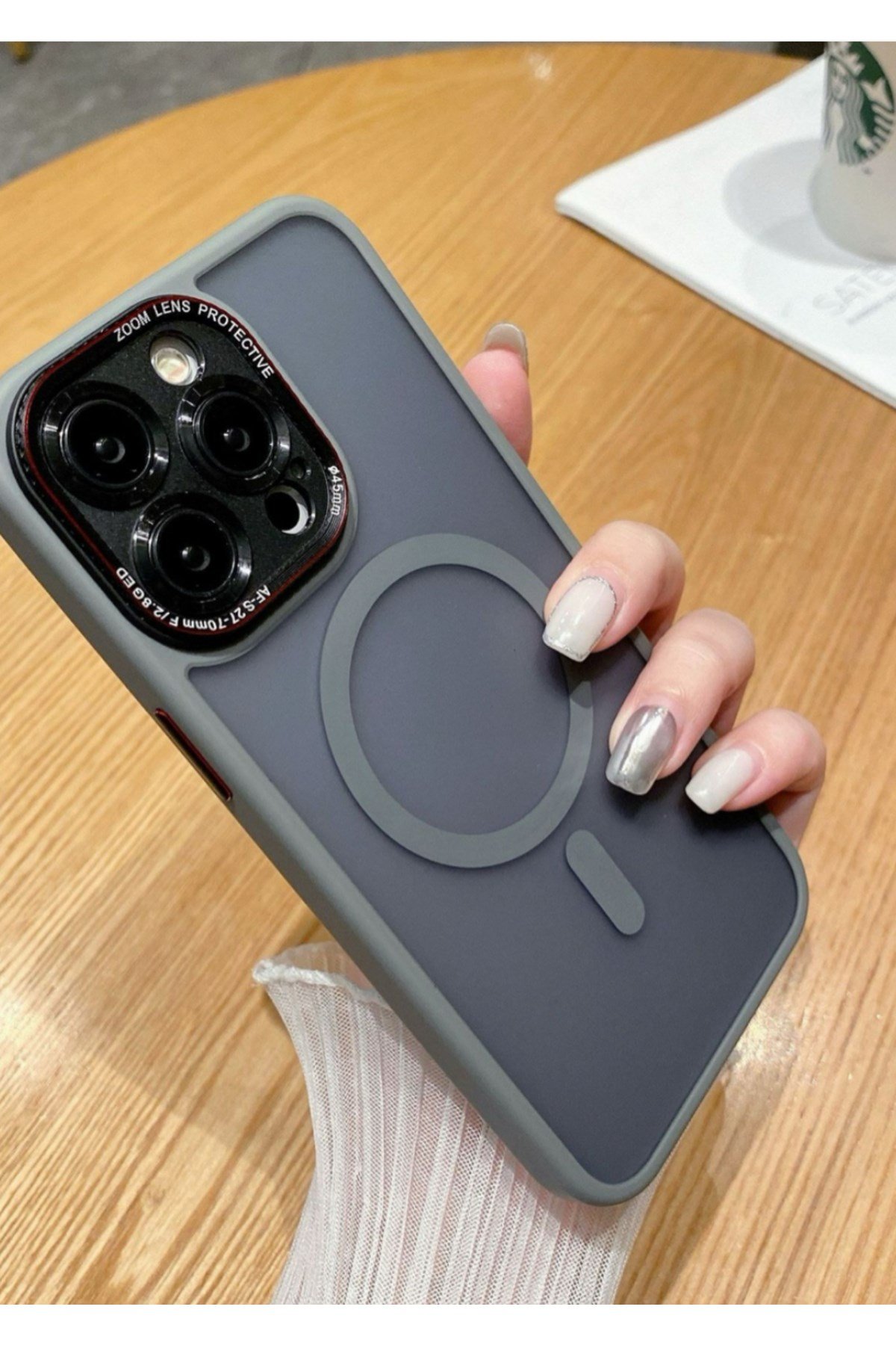 iPhone 16 Uyumlu Gri Mat Magsafe Lens Korumalı Kılıf