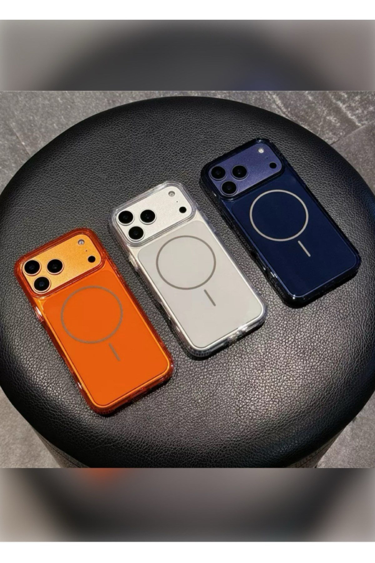 iPhone 17 Pro Lacivert Renk MagSafeli Şeffaf Koruyucu Telefon Kılıfı – Darbe Emici, Kamera Korumalı