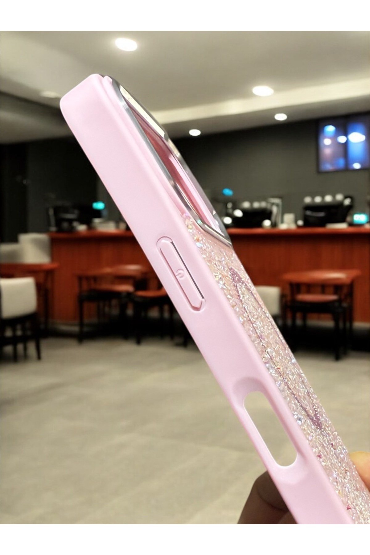 iPhone 17 Pro Uyumlu, Pembe, MagSafe Özellikli Premium Simli Taşlı Parlak Kılıf