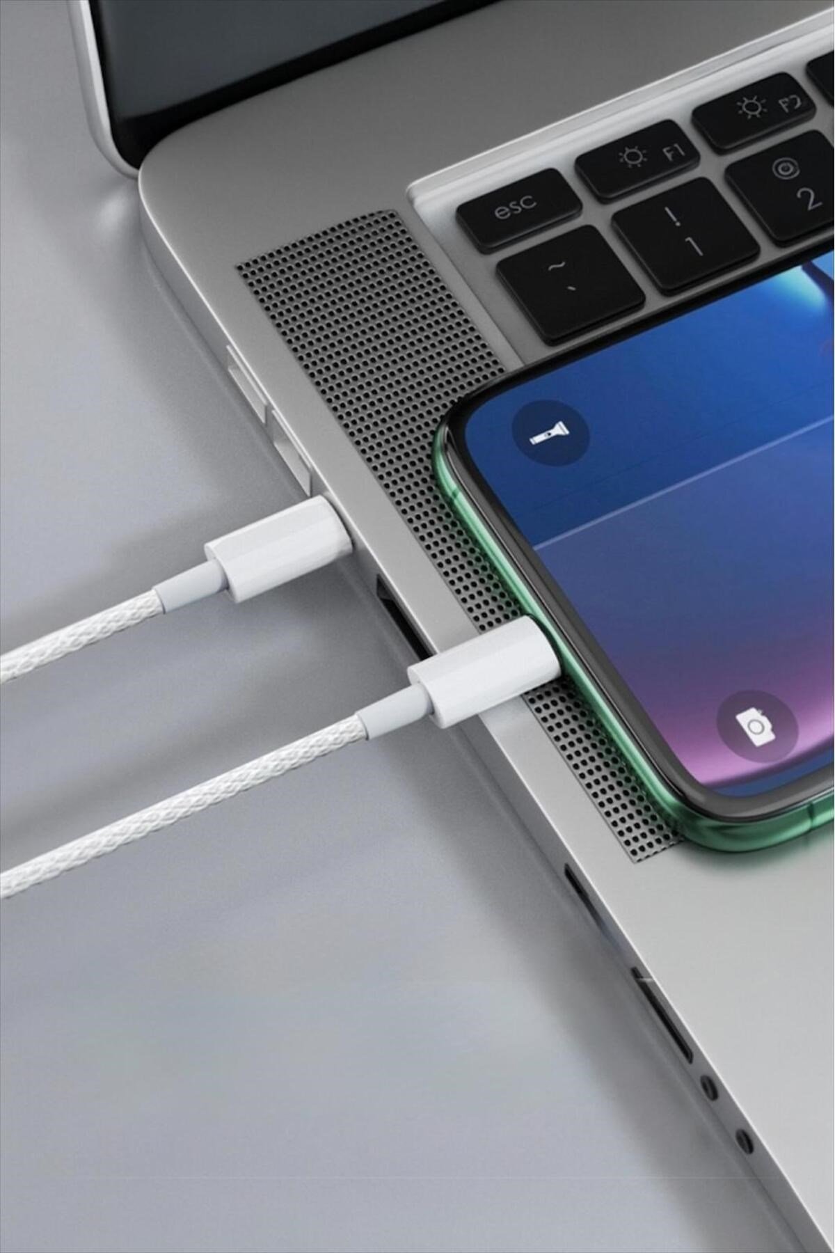 iPhone Samsung Xiaomi Huawei Type-C to Type-C 60W 1M Halat Örgü Hızlı Şarj ve Data Kablosu