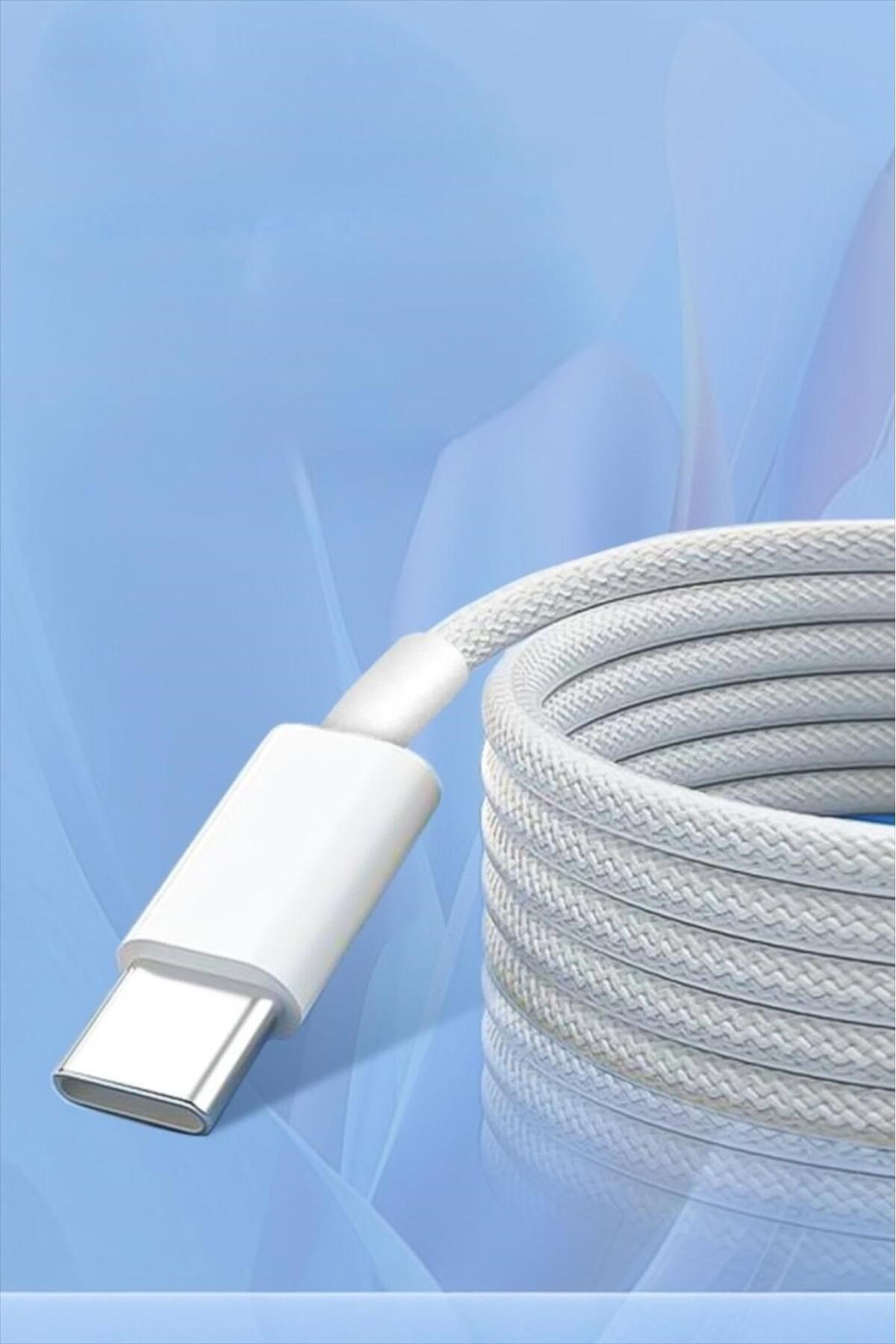 iPhone Samsung Xiaomi Huawei Type-C to Type-C 60W 1M Halat Örgü Hızlı Şarj ve Data Kablosu