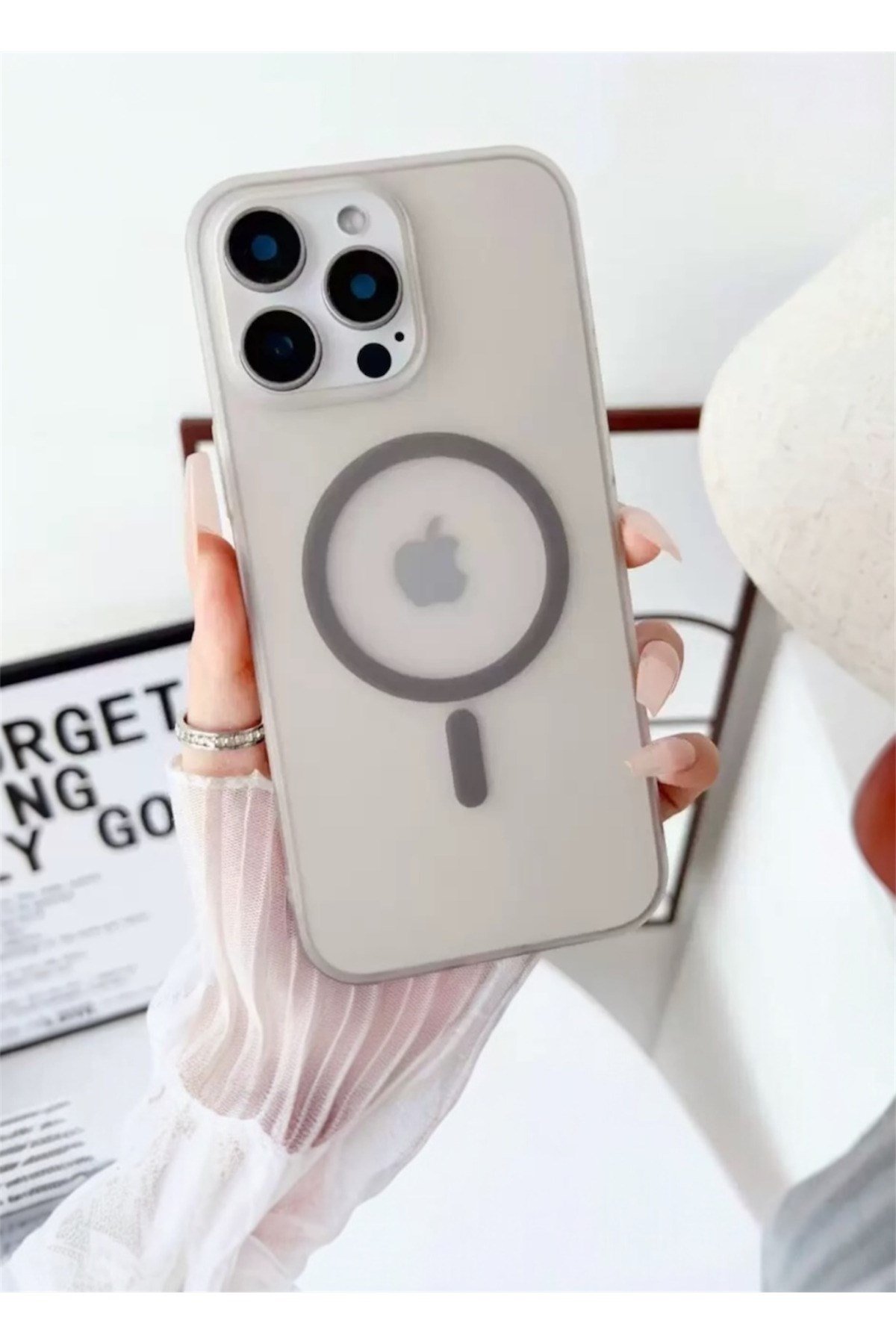 Magsafe Kılıf iphone 14 Pro Max Uyumlu Mat Buzlu Gri