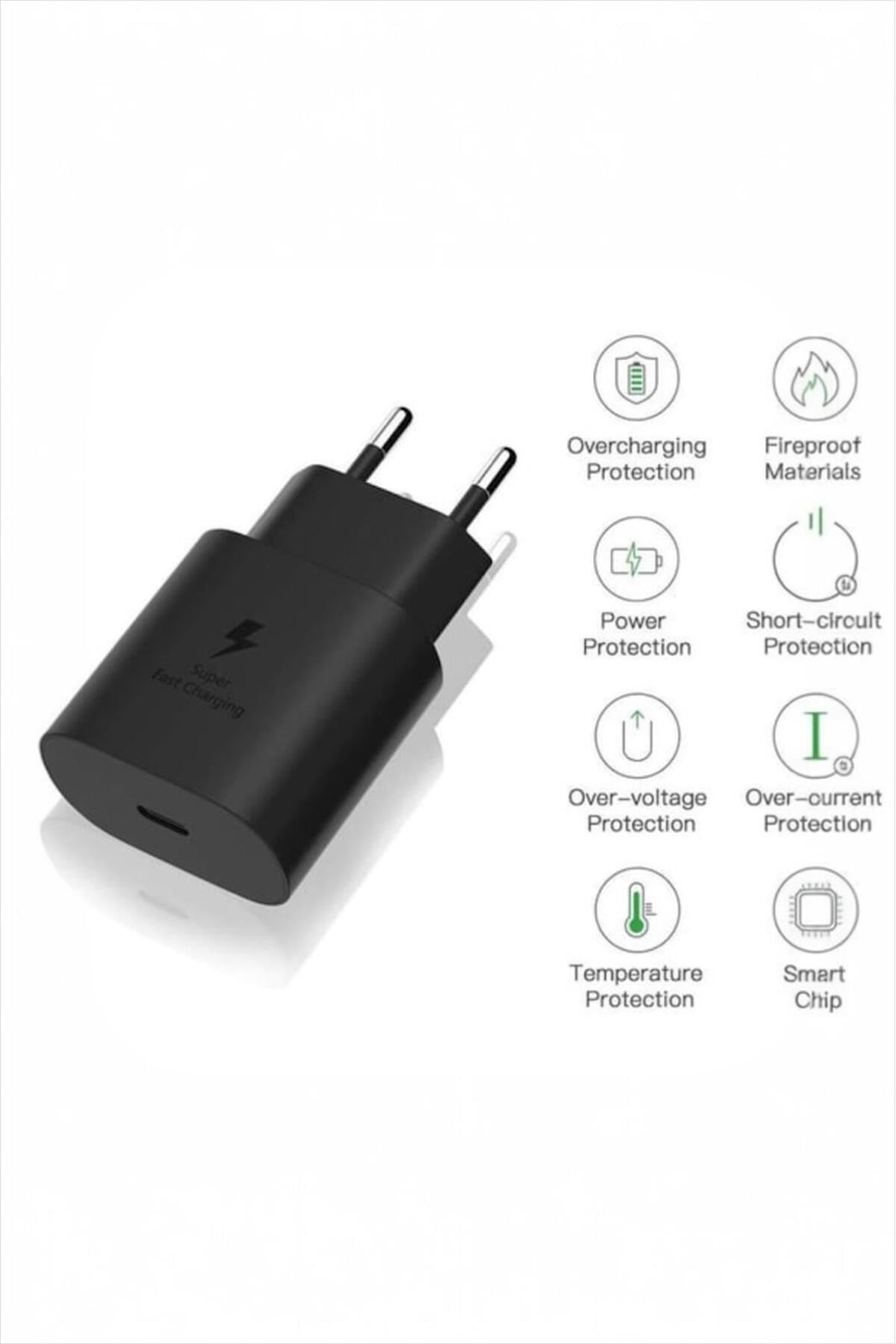 Samsung Uyumlu 25W PD USB-C Hızlı Şarj Adaptörü Siyah