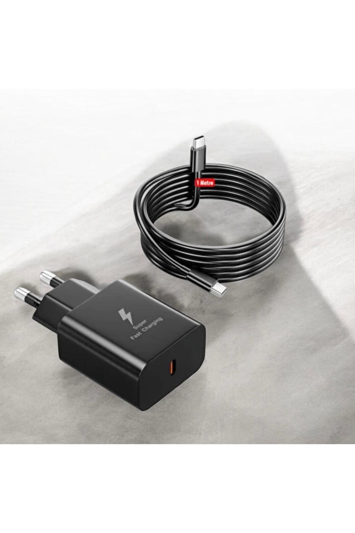 Samsung Uyumlu 45W PD Ultra Hızlı Şarj Aleti Adaptör ve 5A USB-C Kablo Siyah
