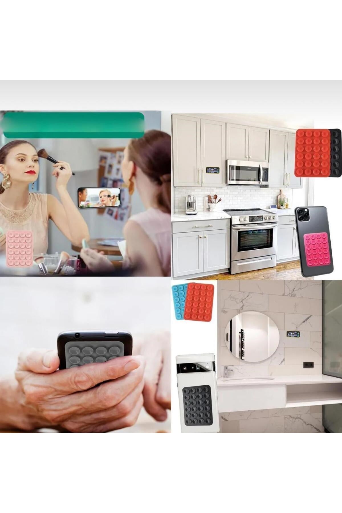 Silikon Vakumlu Yapışkanlı Kaymaz Vantuz Cep Telefon Tutucu Akrobat Siyah Belirtilmemiş Silikon
