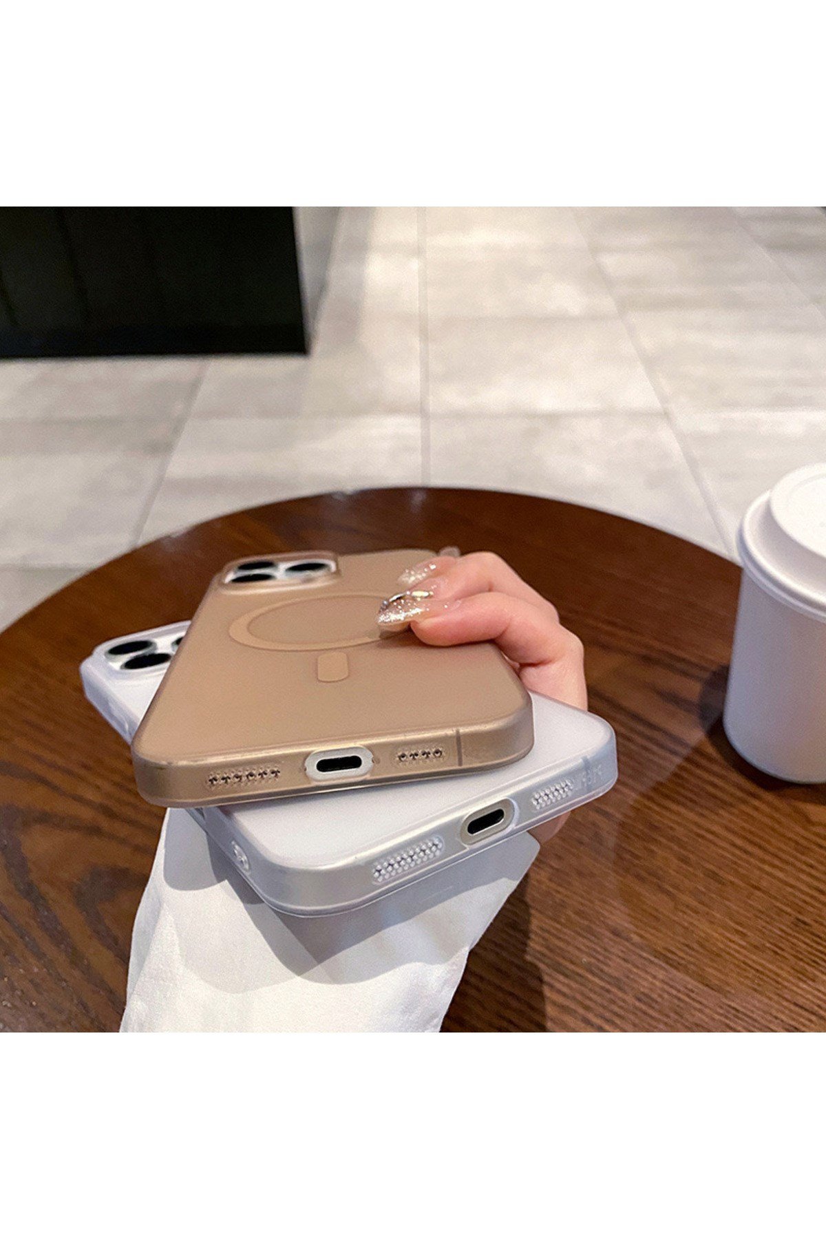 Trend Magsafe Kılıf iphone 14 Pro Max Uyumlu Mat Buzlu Kahve
