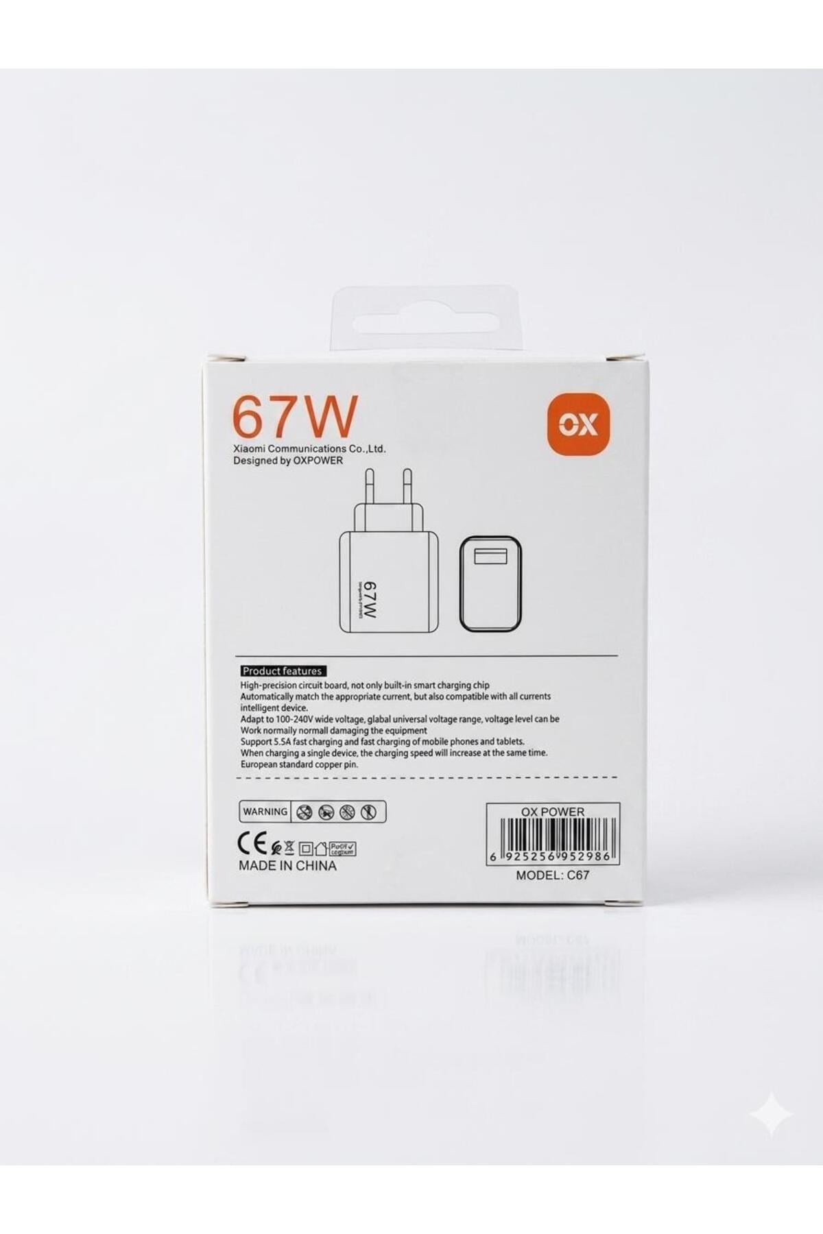 Xiaomi Uyumlu 67W Hızlı Şarj Adaptörü USB-C Siyah