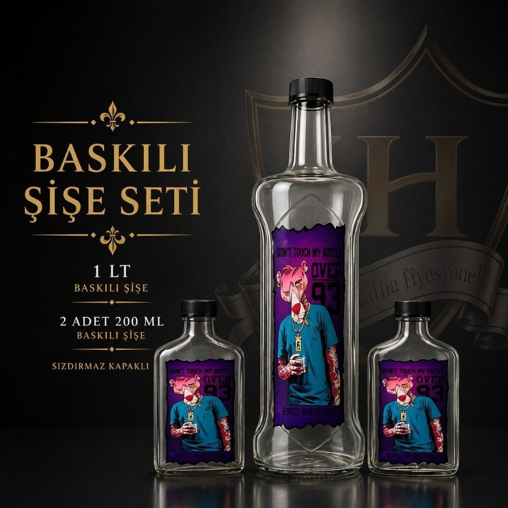 1 Litre Baskılı Şişe Seti Ppanter 