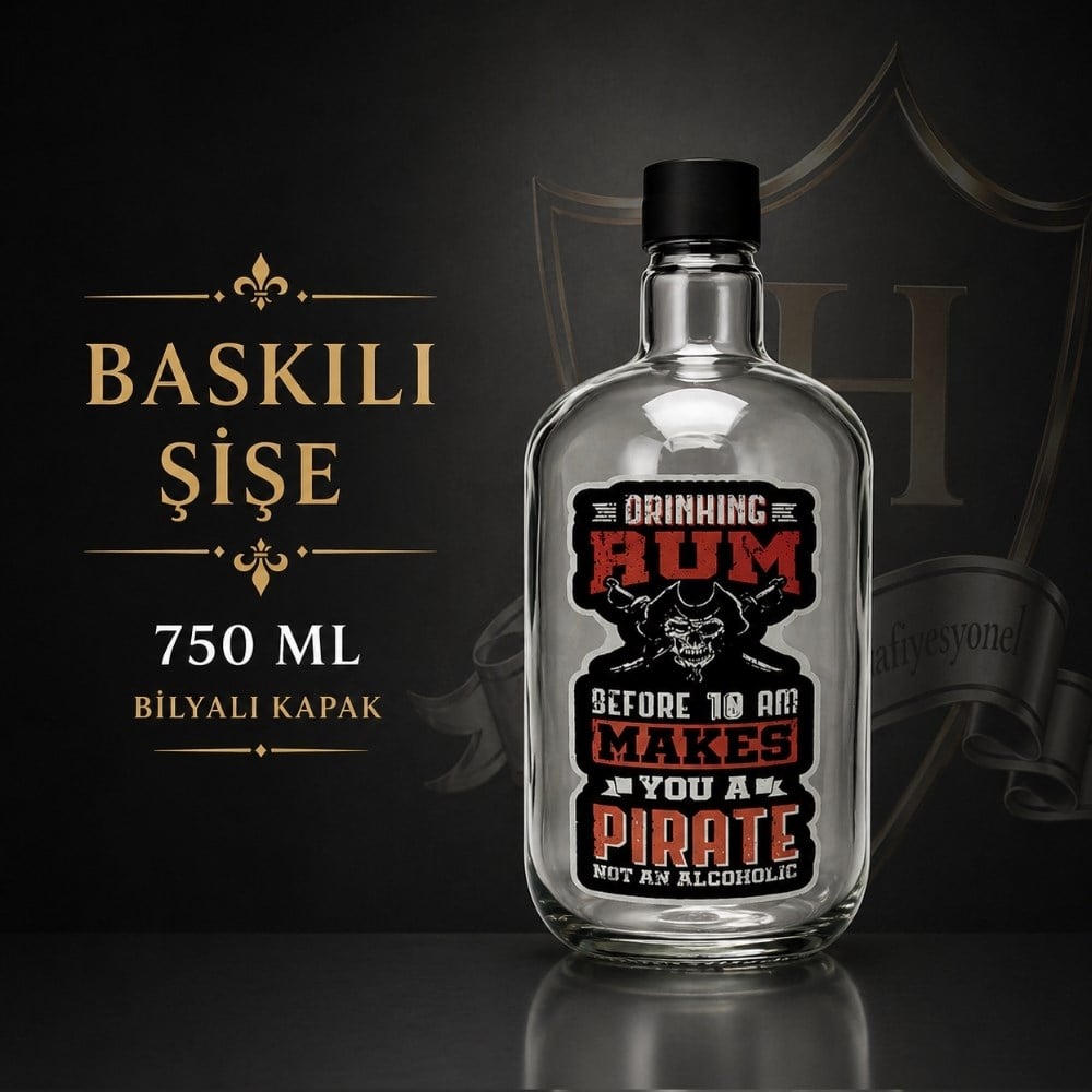 750 ml  Baskılı Şişe Seti Rum