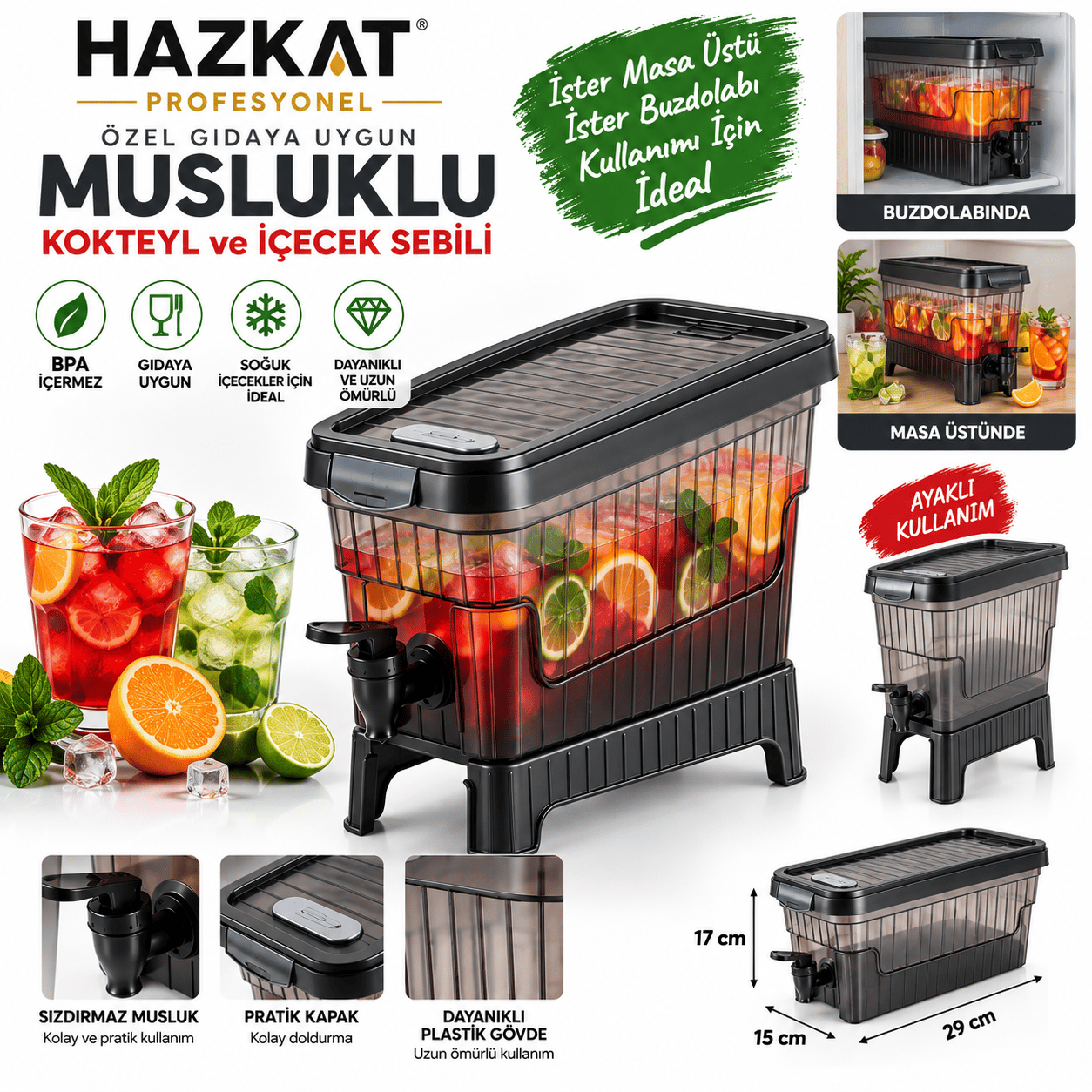 Hazkat Kokteyl ve İçecek Sebili 4 LT Ekonomik