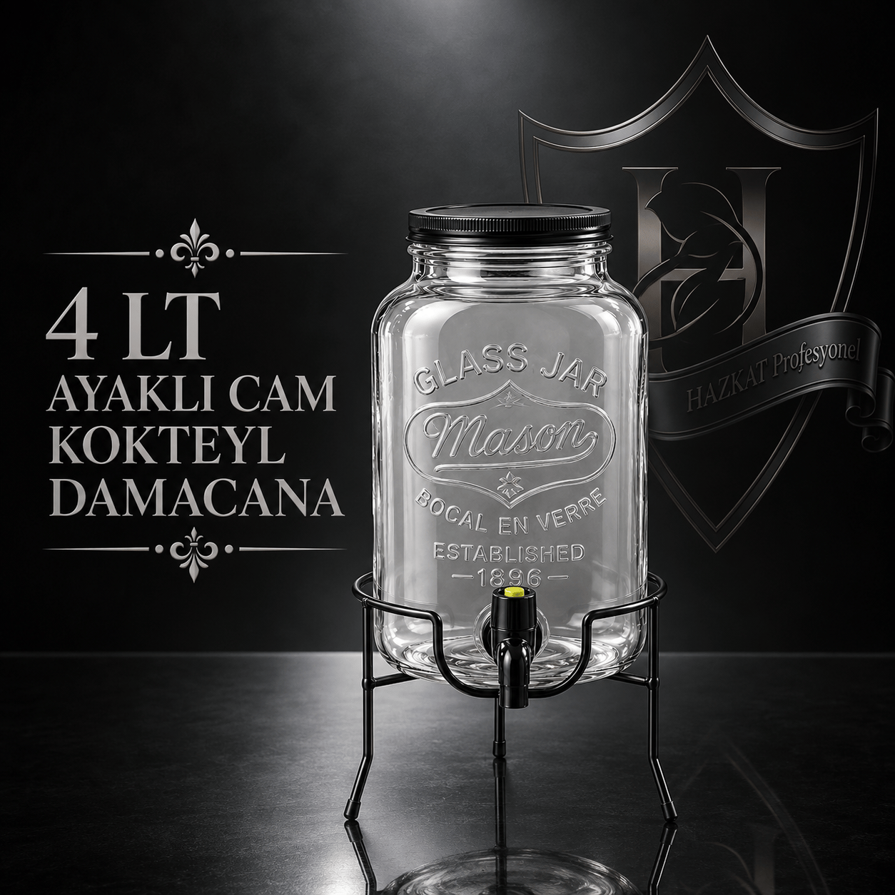 Metal Ayaklı Cam Kokteyl Damacana