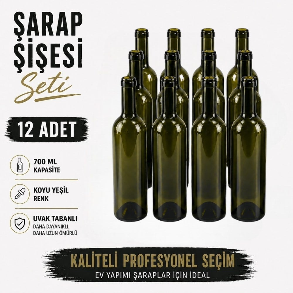 Şarap Şişesi 700ml Yeşil 12 Adet