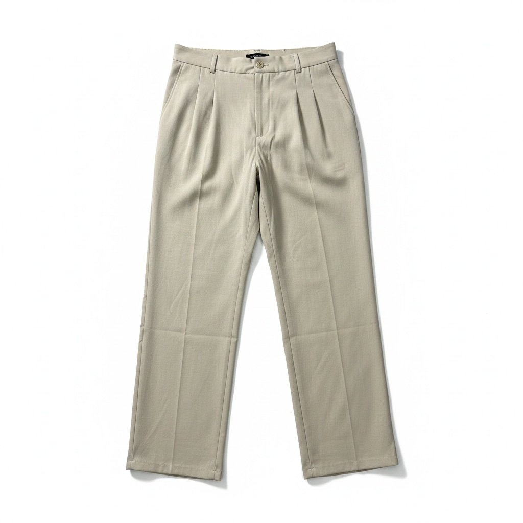 Bej Baggy Kumaş Pantolon