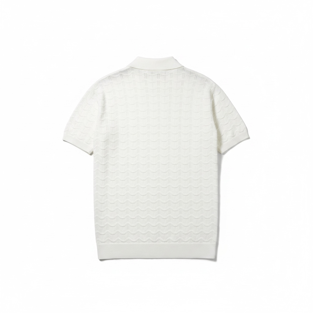 Beyaz GG Zİncir İşleme Polo Yaka Tshirt