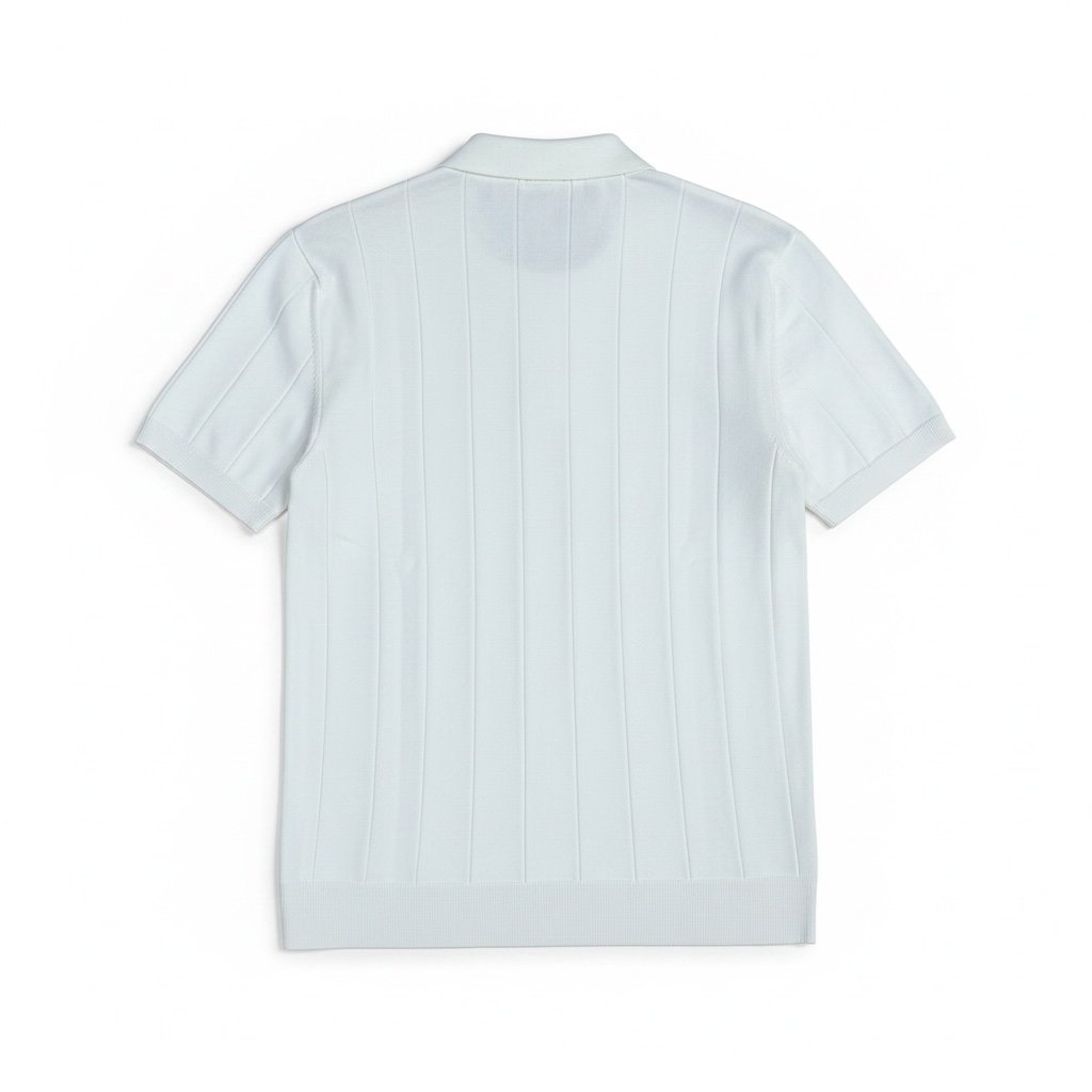 Beyaz RL Fitilli Düğmeli Polo Yaka Tshirt
