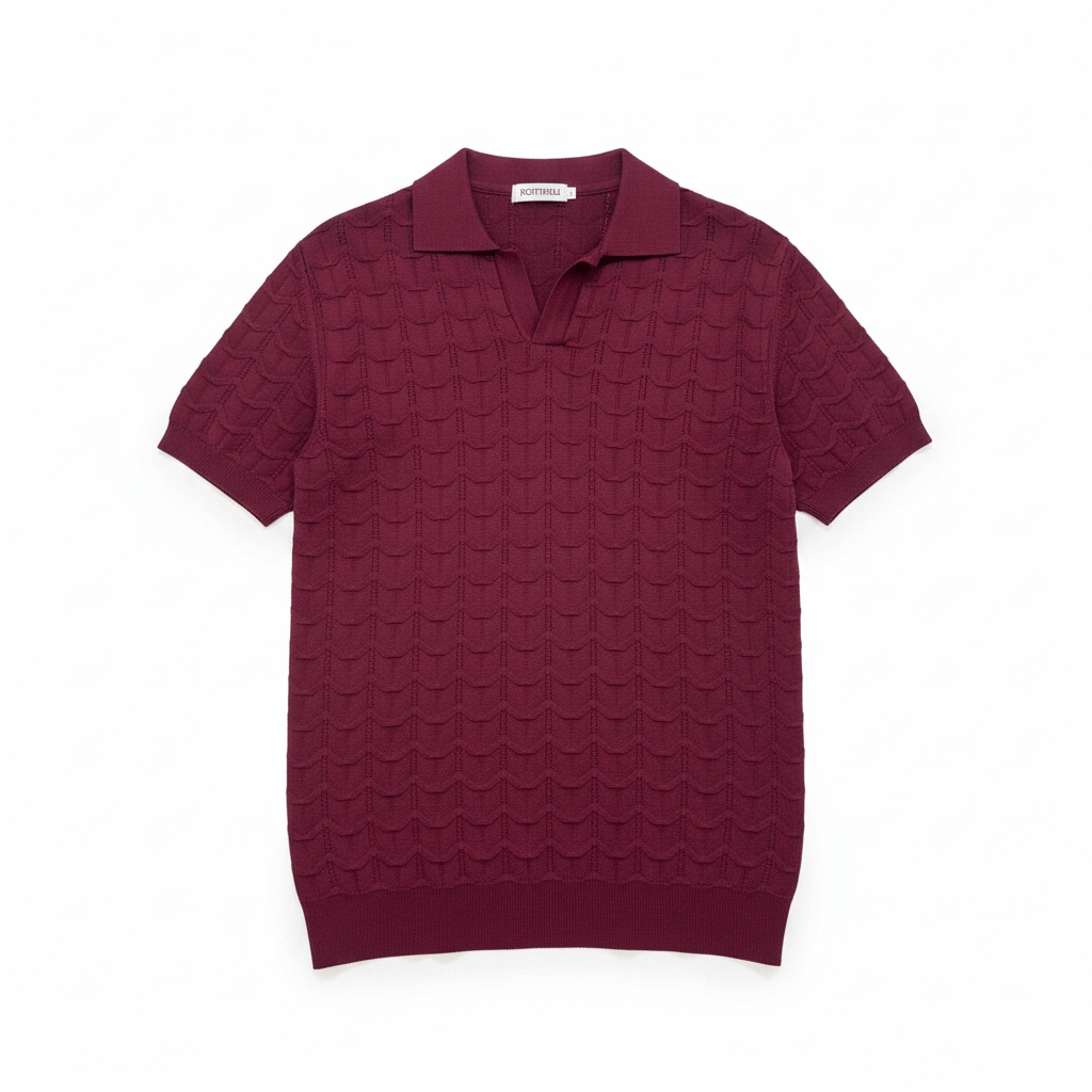 Bordo GG Zİncir İşleme Polo Yaka Tshirt