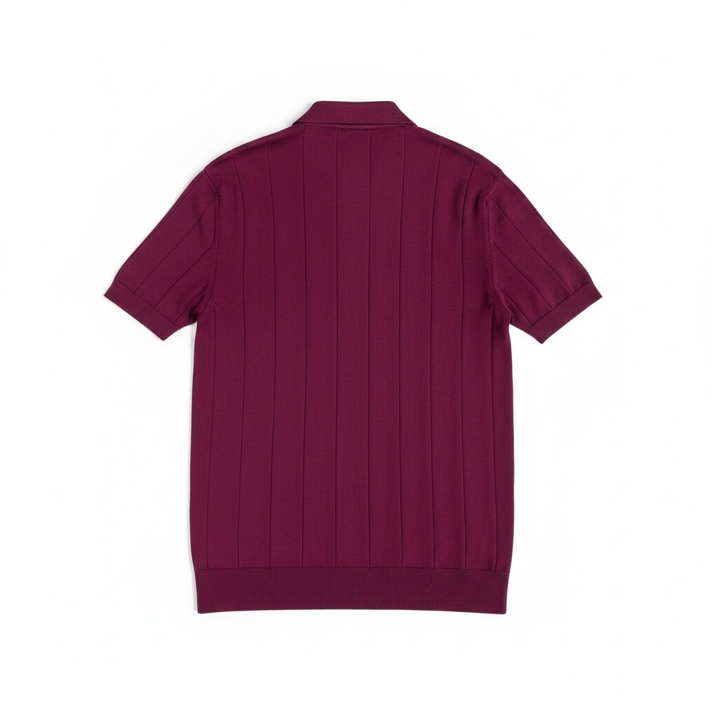 Bordo RL Fitilli Düğmeli Polo Yaka Tshirt