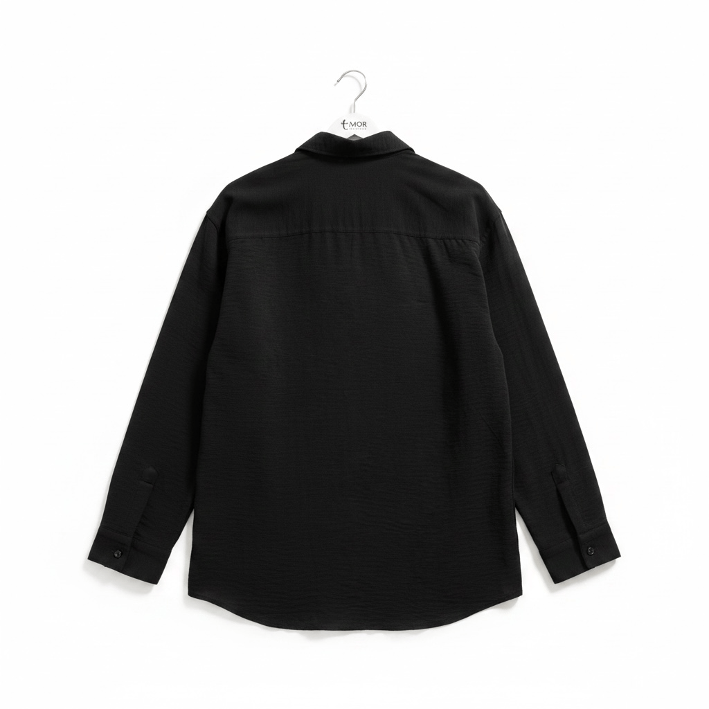 Siyah Oversize Fresh Keten Gömlek