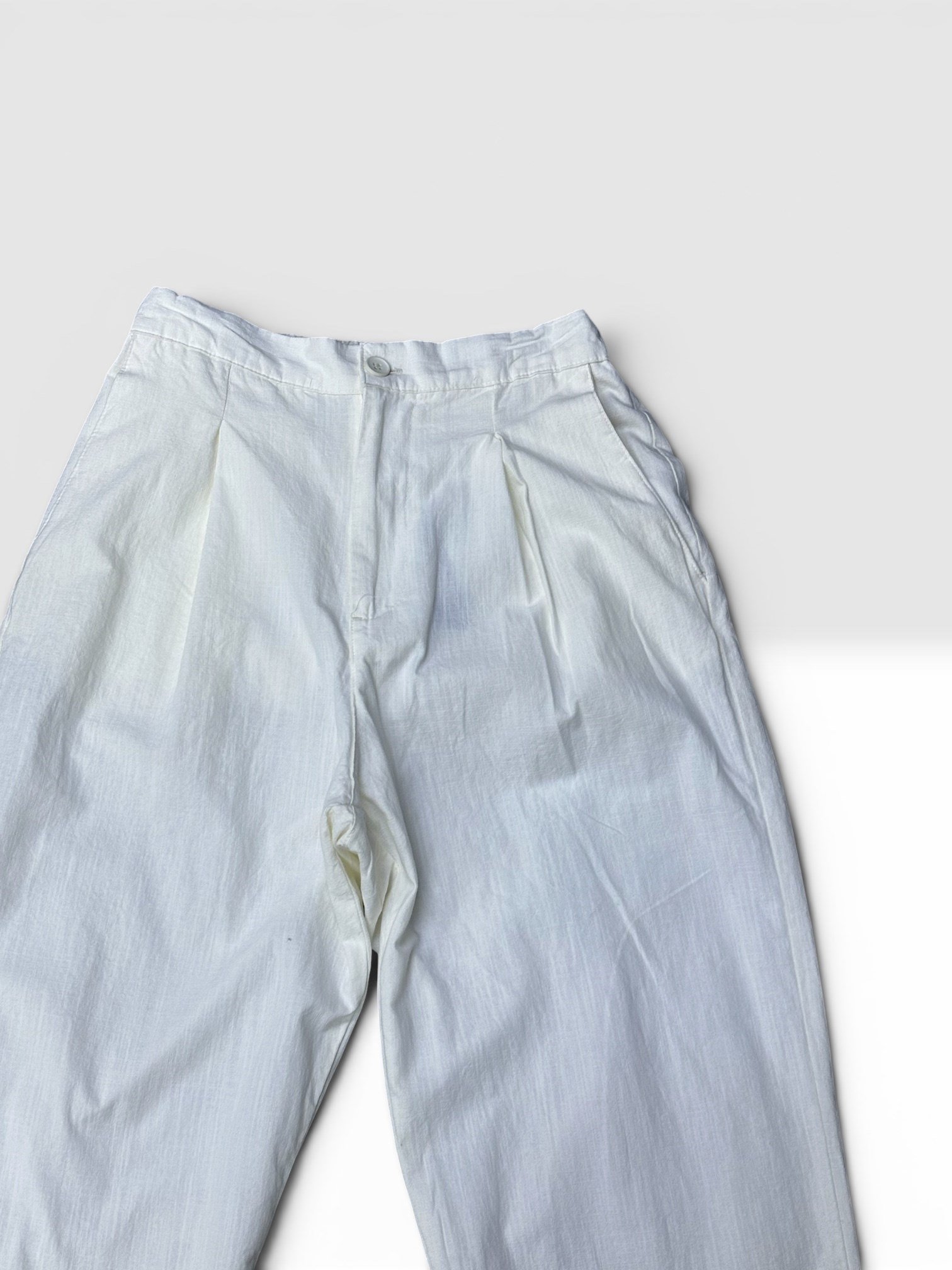 Süper Baggy Keten Beyaz Pantolon