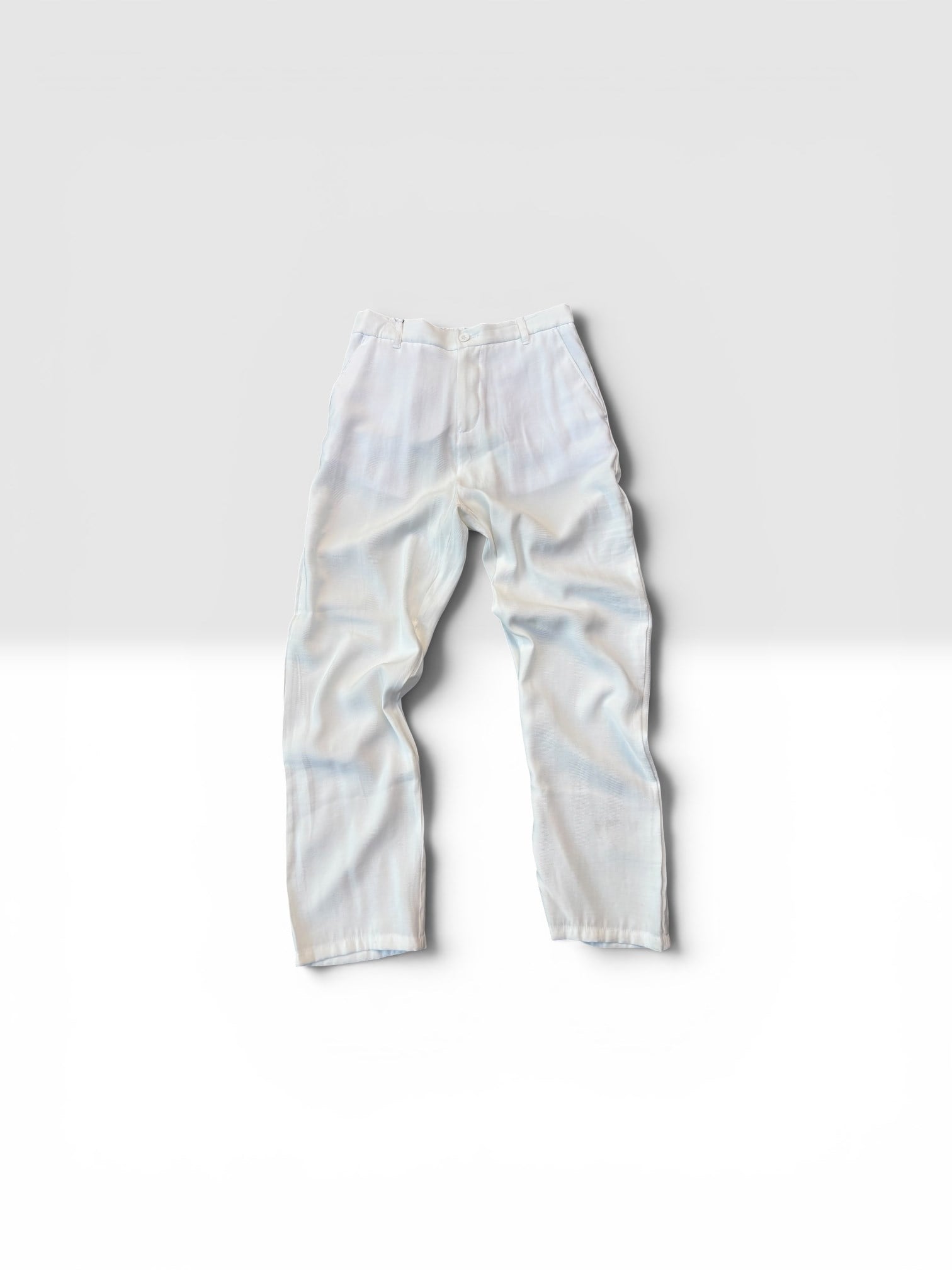 Tensel Kumaş Beyaz Baggy Pantolon