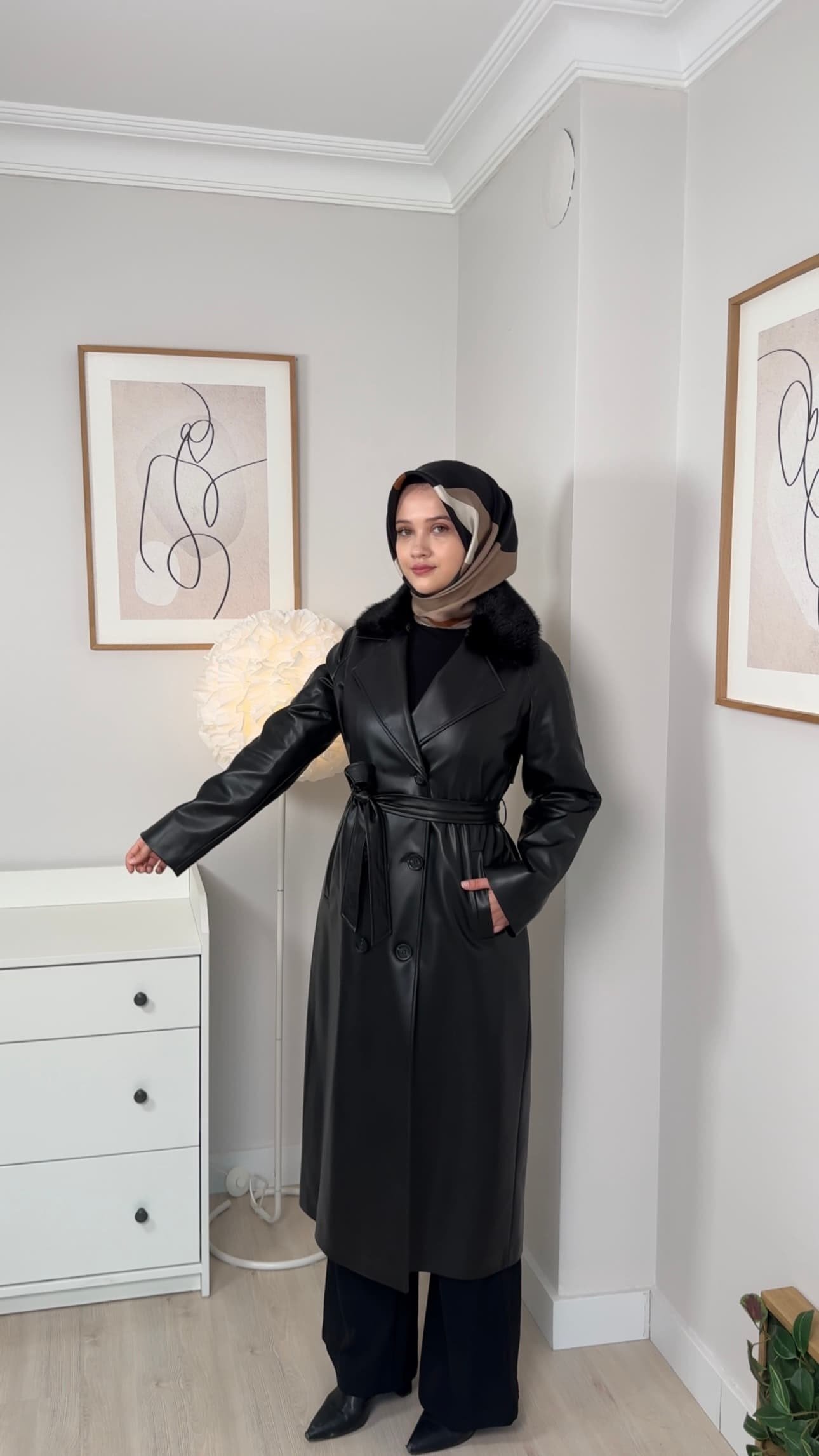Avangart Siyah Trençkot