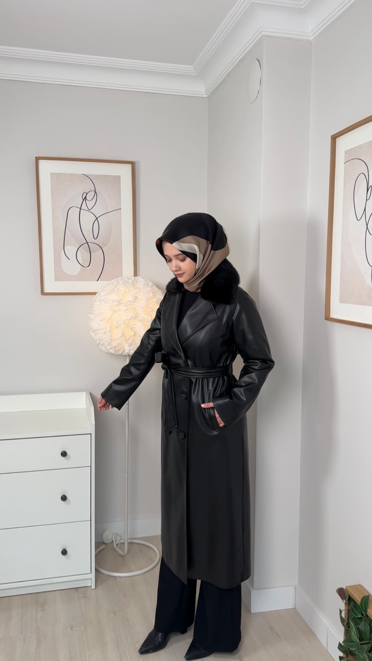 Avangart Siyah Trençkot