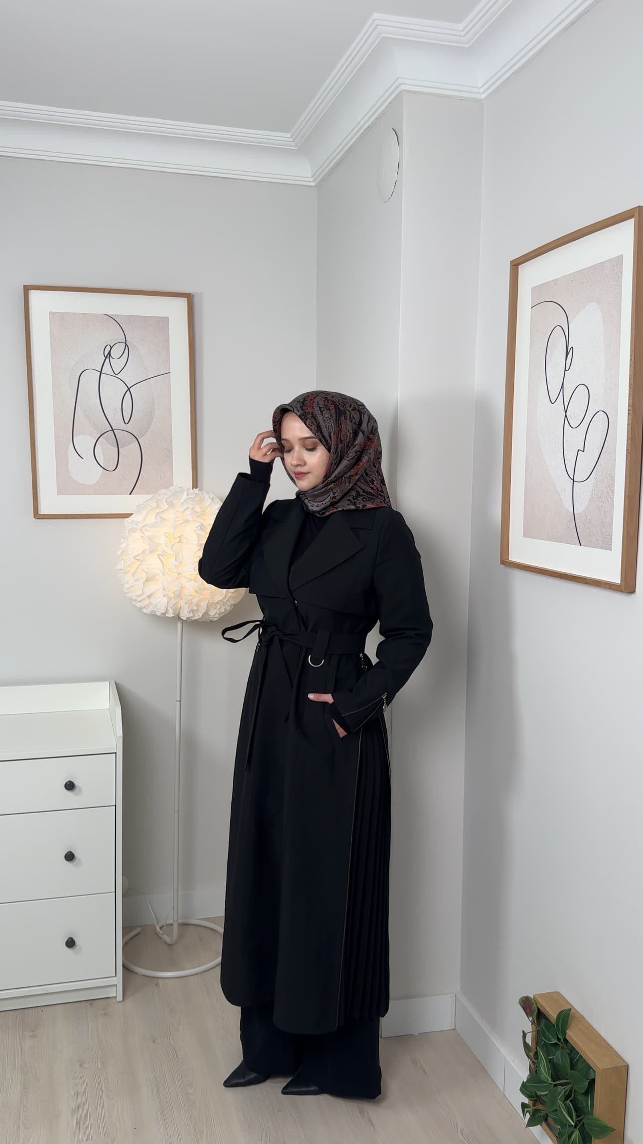 Elegant Siyah Trençkot