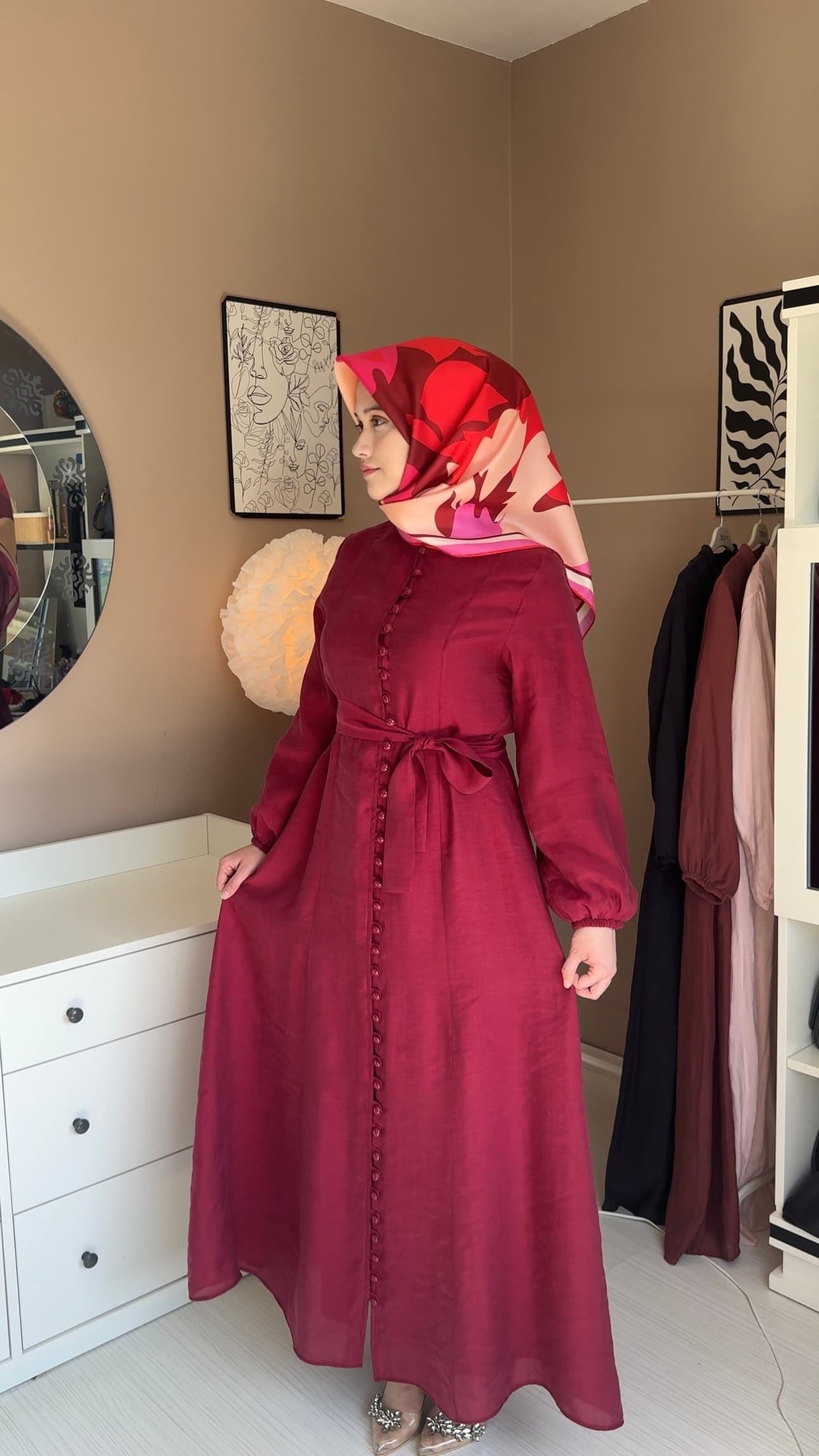 Mihrimah Bordo Elbise