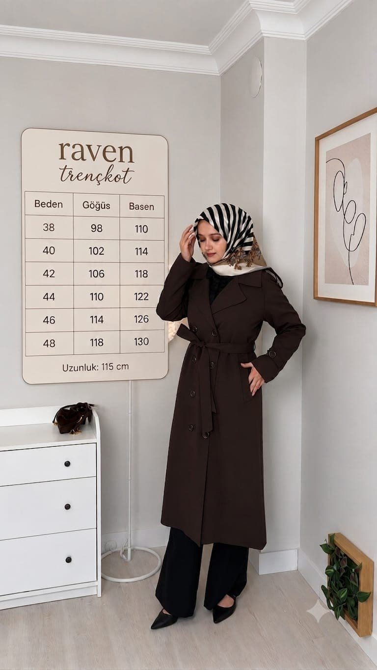 Raven Kahverengi Trençkot