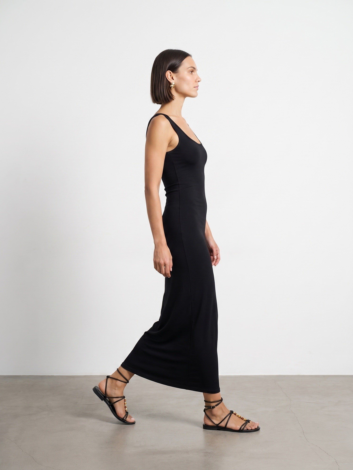  Bra-Free Midi Elbise-Siyah