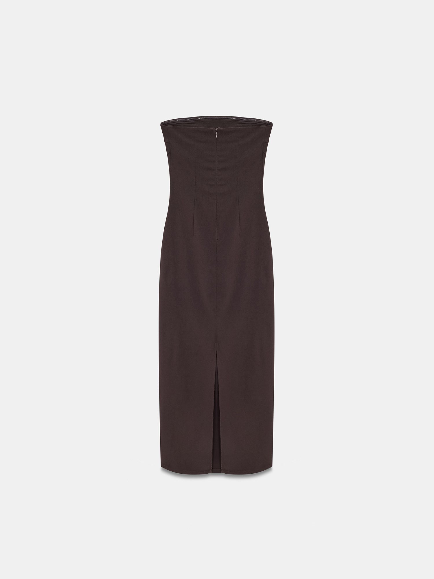 Extra Slim Fit Midi Elbise-Kahve