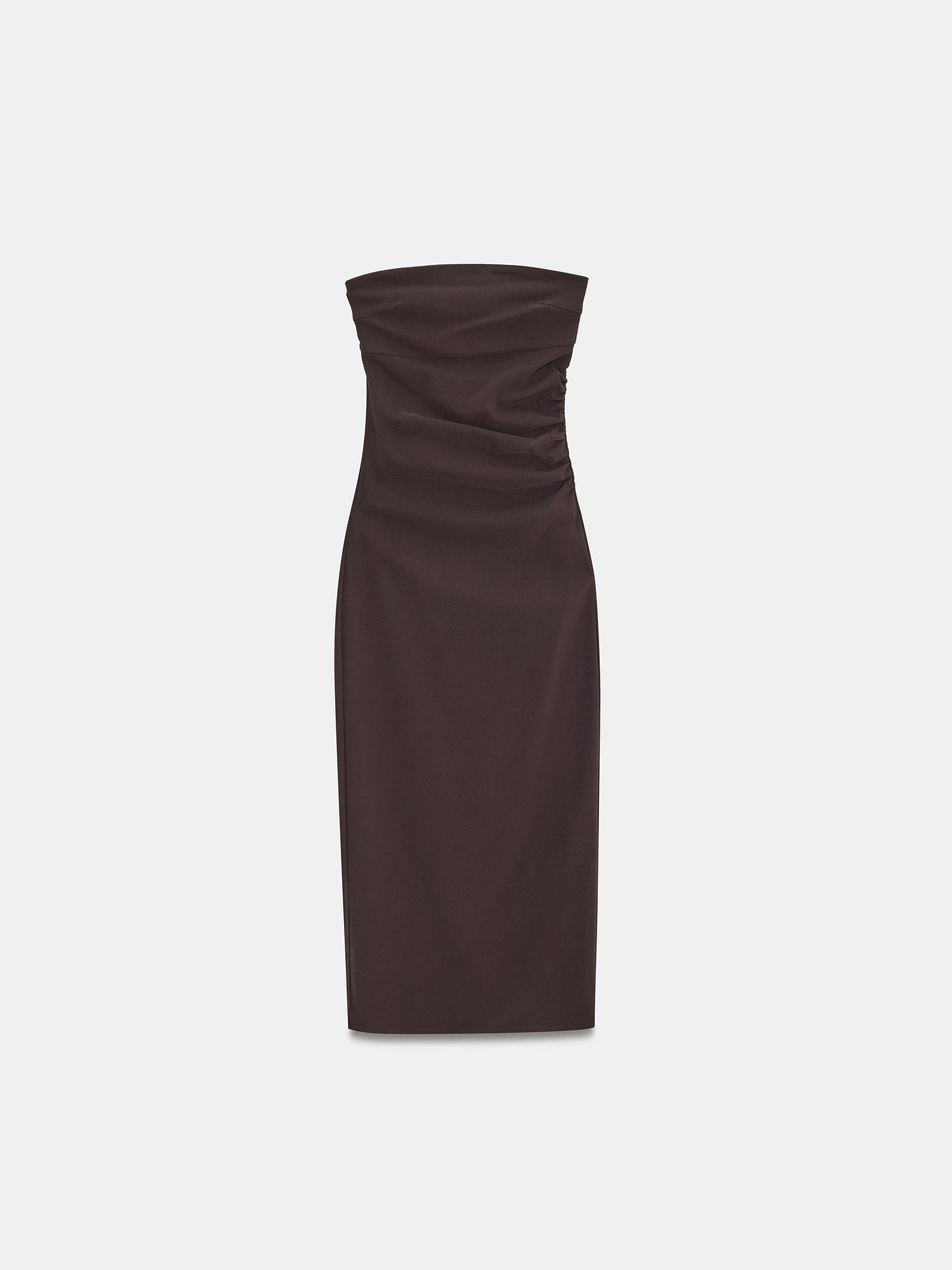 Extra Slim Fit Midi Elbise-Kahve