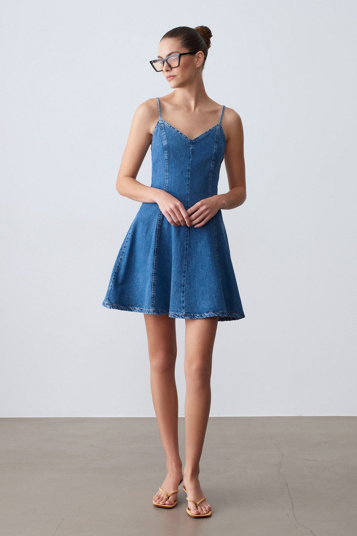 Lyocell Karışımlı Denim Mini Elbise