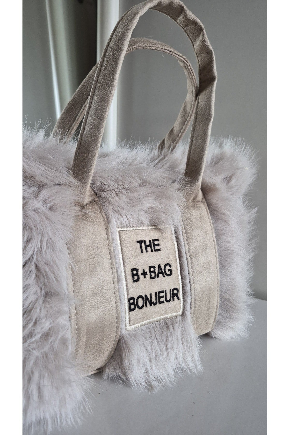 Krem Tüylü Teddy Kol ve El Çantası - Furry Bag
