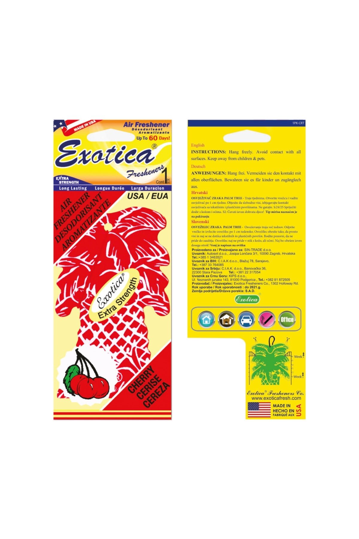 Fresheners Palm Tree Cherry Oto Asma Koku (Made In Usa)