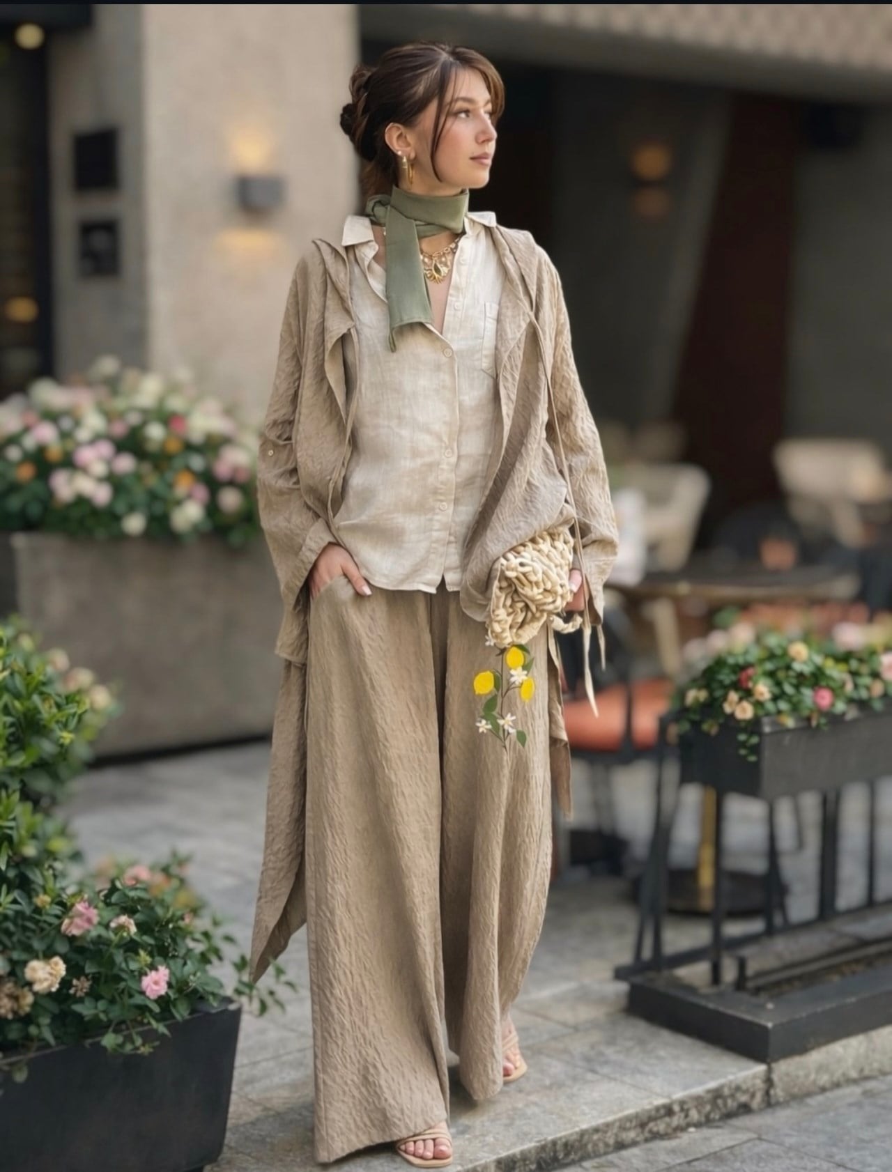 LİMON NAKIŞLI KİMONA TAKIM