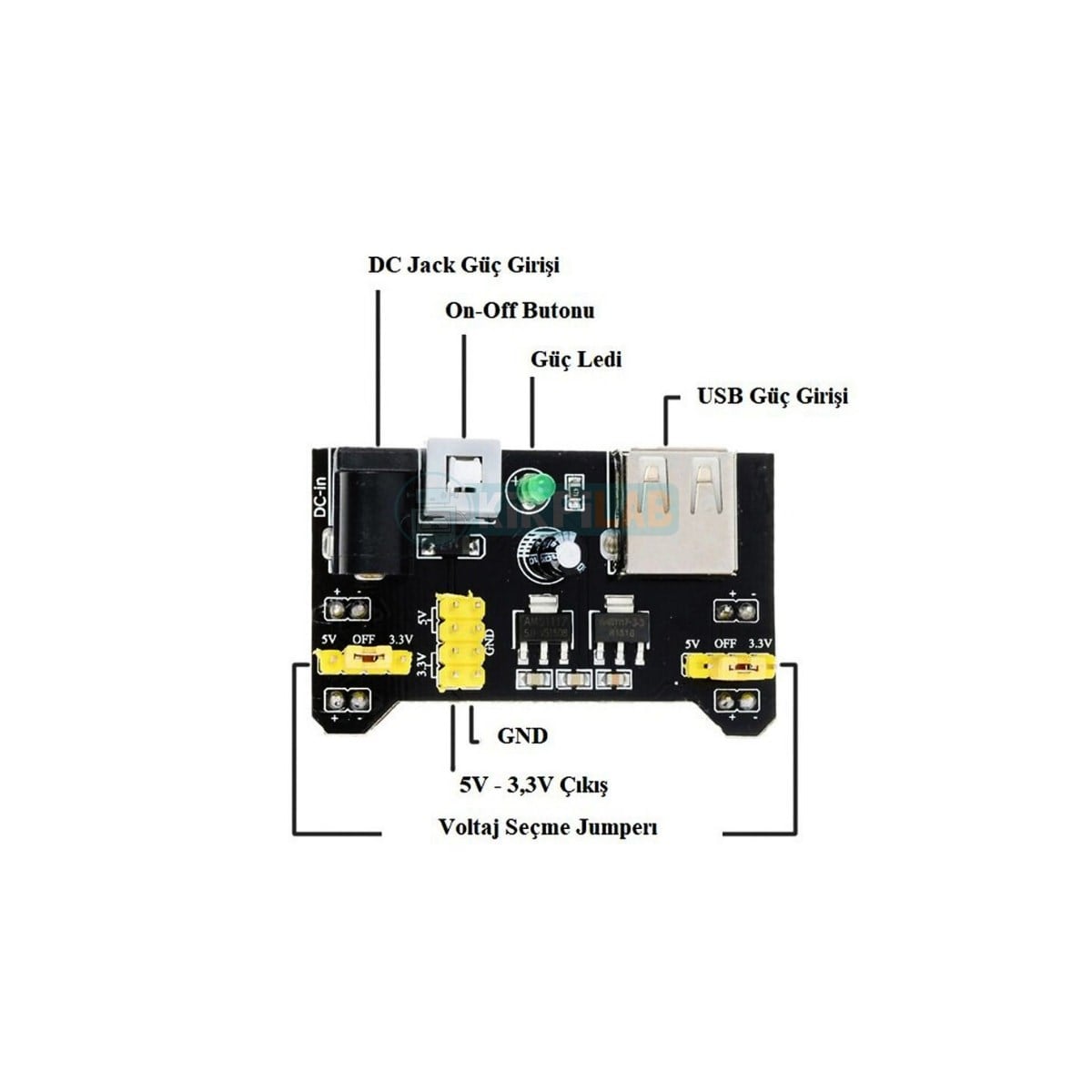 Breadboard Güç Modülü – 3.3V / 5V Çift Voltaj Çıkışlı