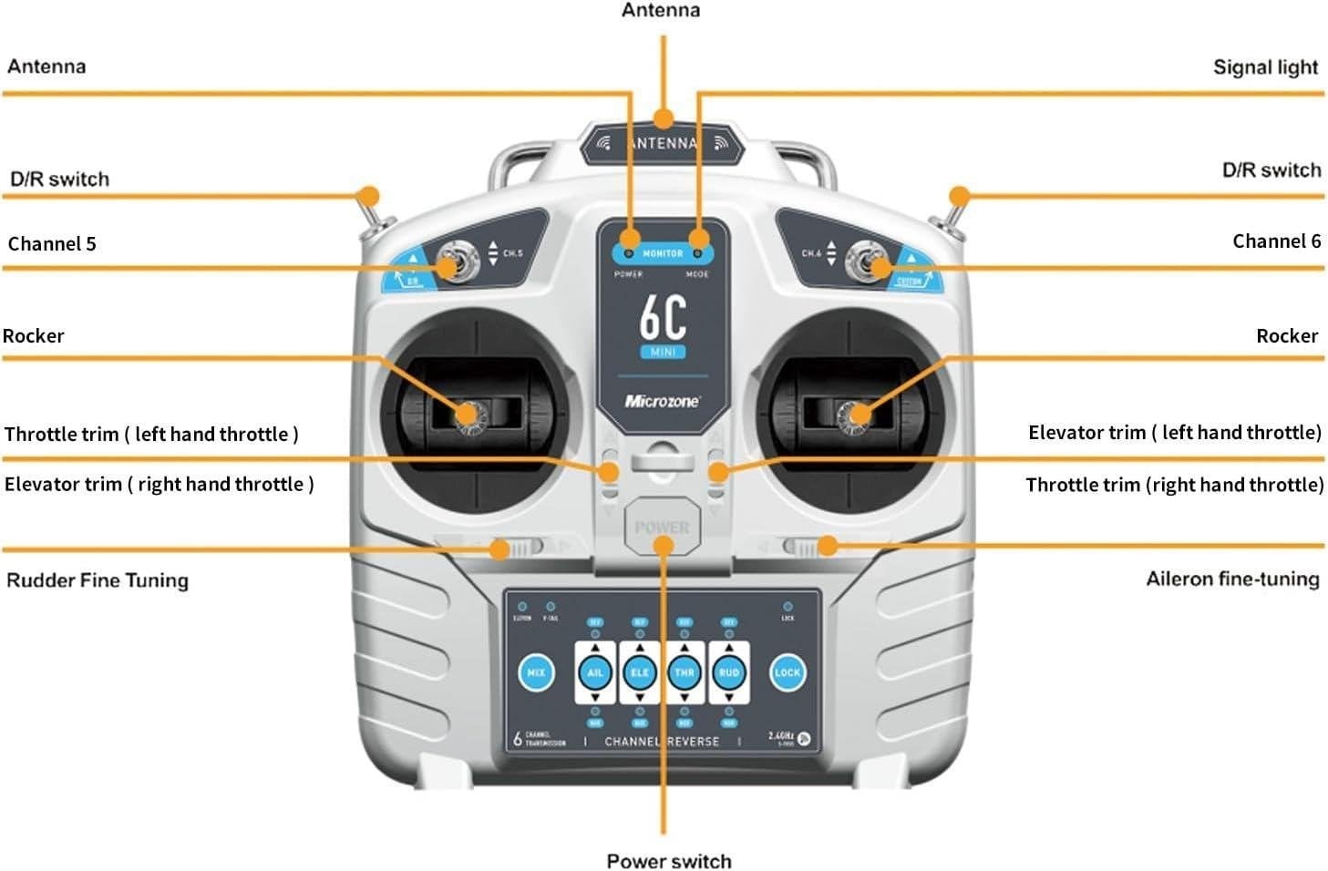 Microzone MC6C 2.4GHZ 6 Kanal Alıcı-Verici Drone Kumandası