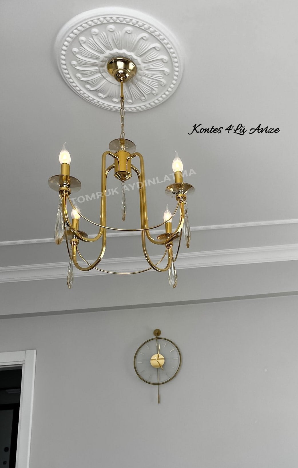 KONTES 4'LÜ AVİZE DAMLA KRİSTAL
