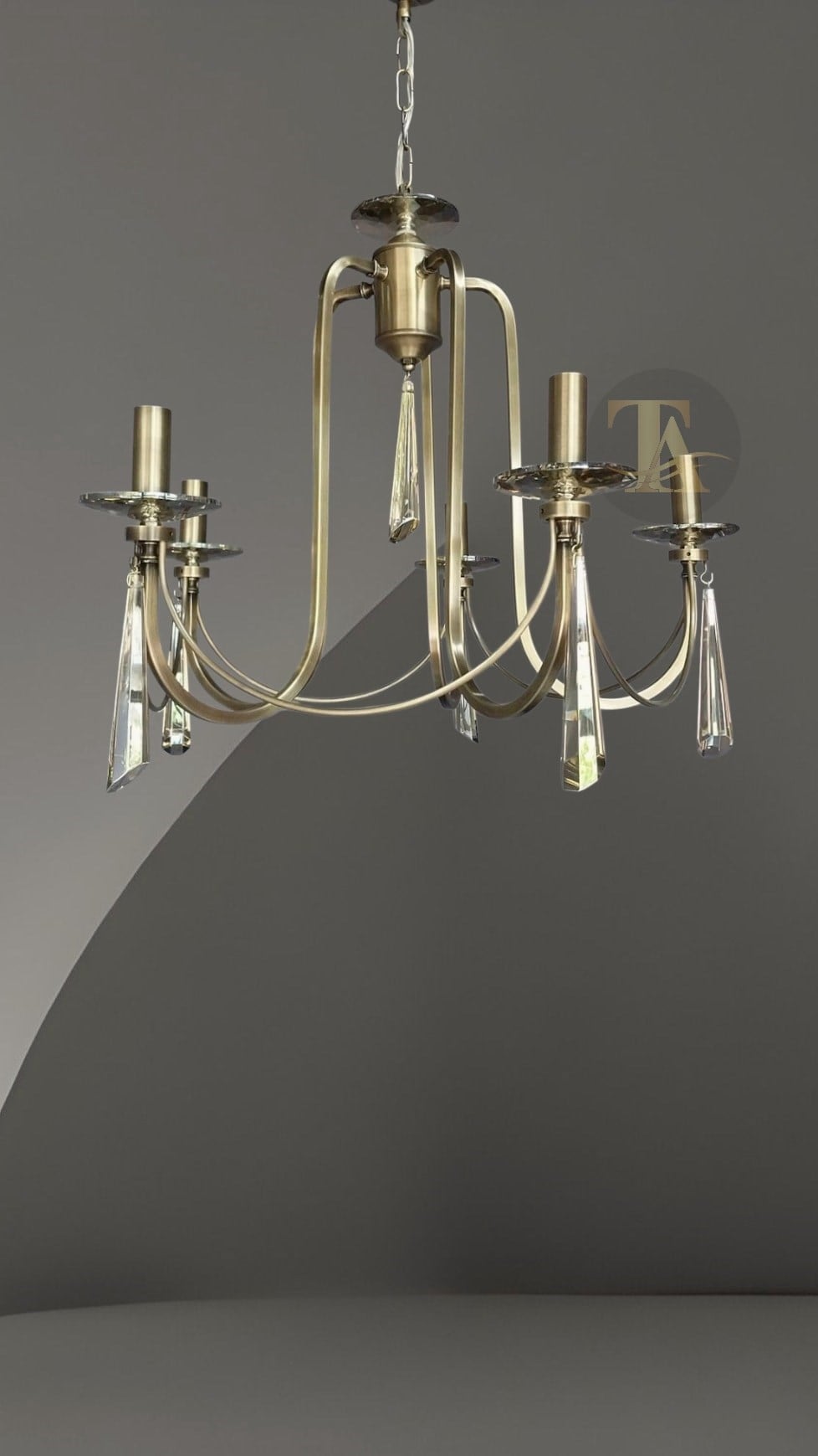KONTES 5'Lİ AVİZE PRİZMA KRİSTAL