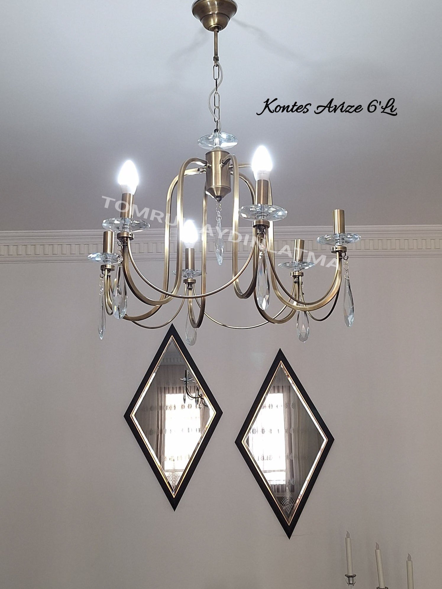 KONTES 6' LI AVİZE DAMLA KRİSTAL
