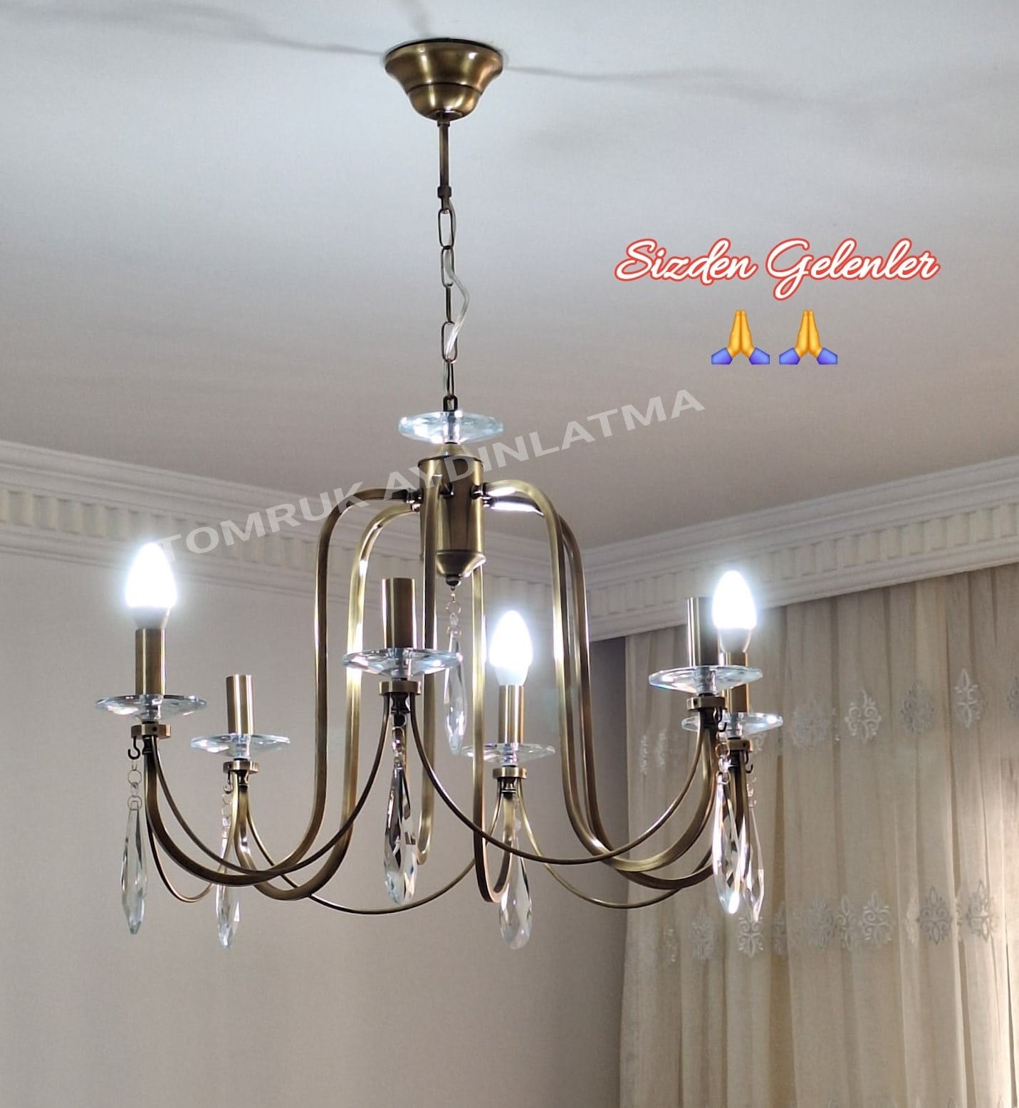 KONTES 6' LI AVİZE DAMLA KRİSTAL