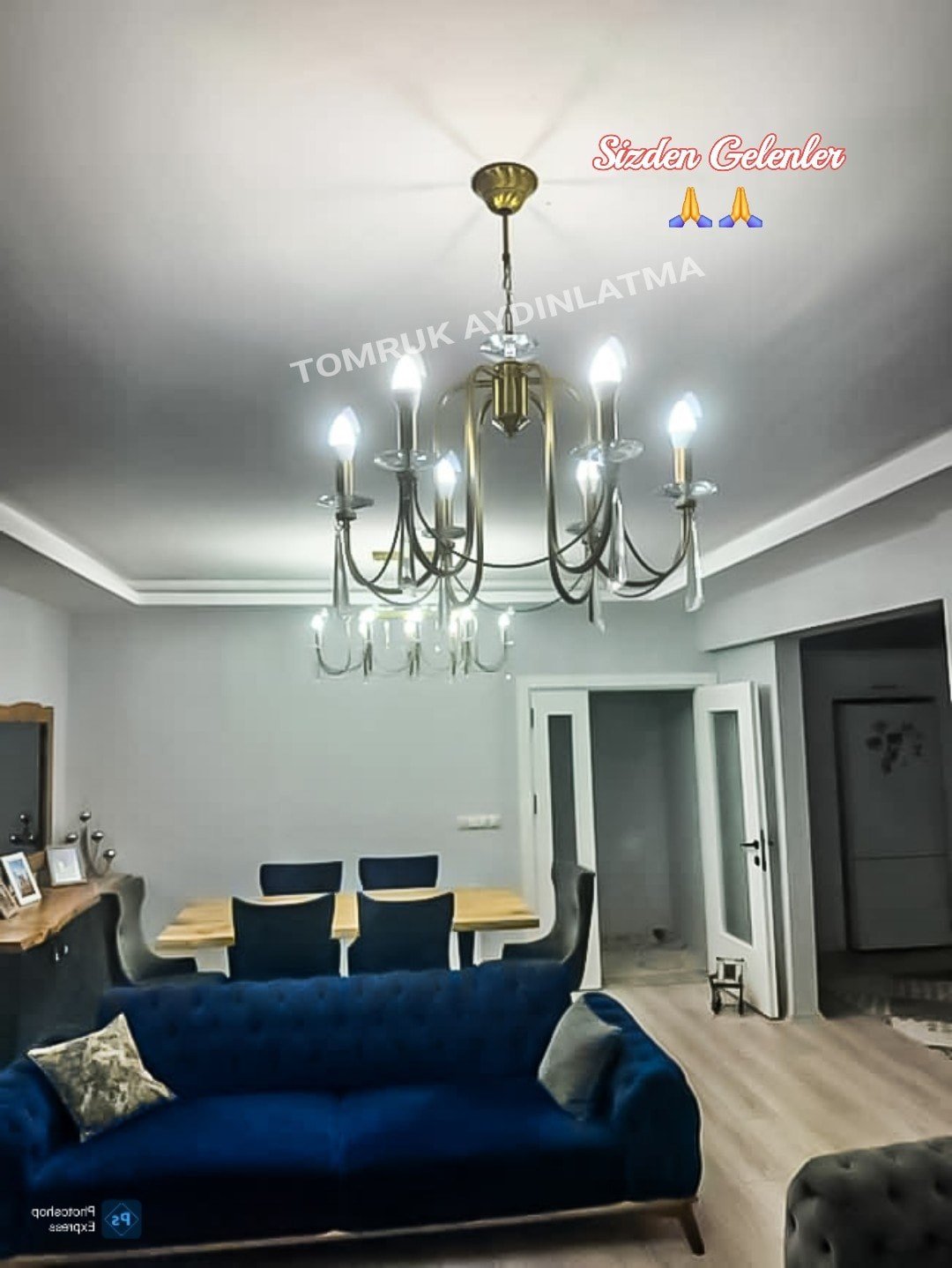 KONTES 6'LI AVİZE PRİZMA KRİSTAL