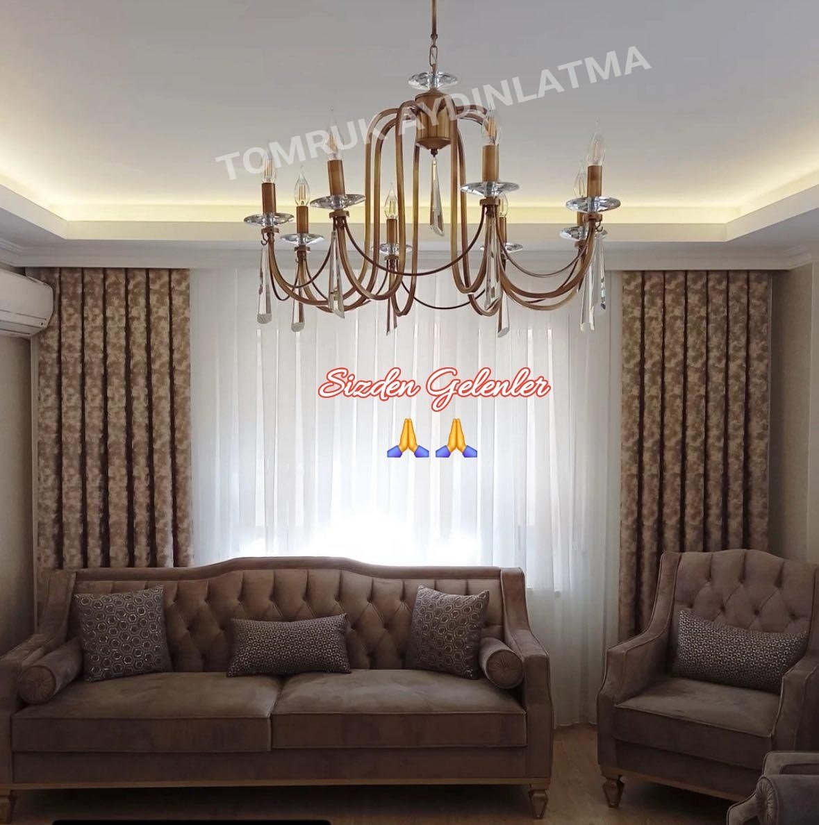 KONTES 8'Lİ AVİZE PRİZMA KRİSTAL