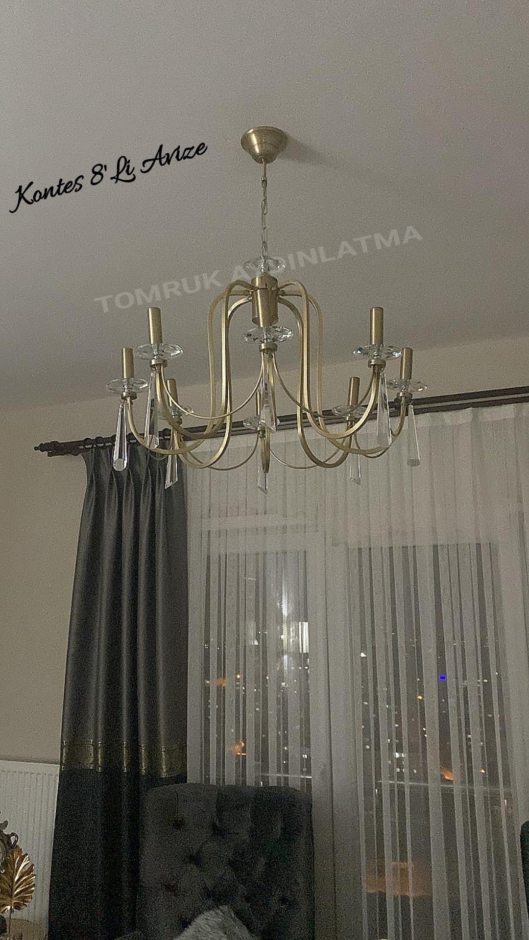 KONTES 8'Lİ AVİZE PRİZMA KRİSTAL