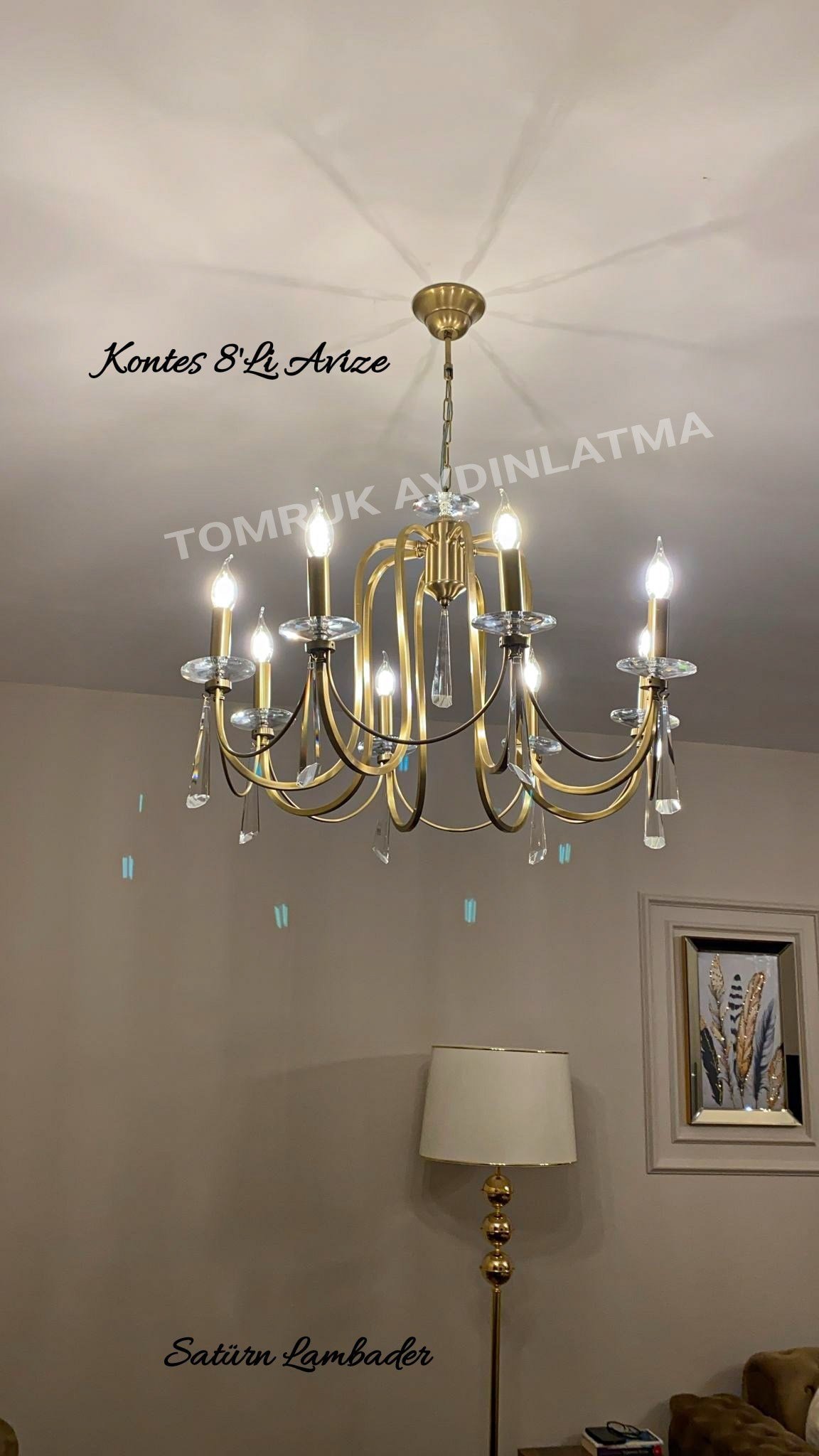 KONTES 8'Lİ AVİZE PRİZMA KRİSTAL