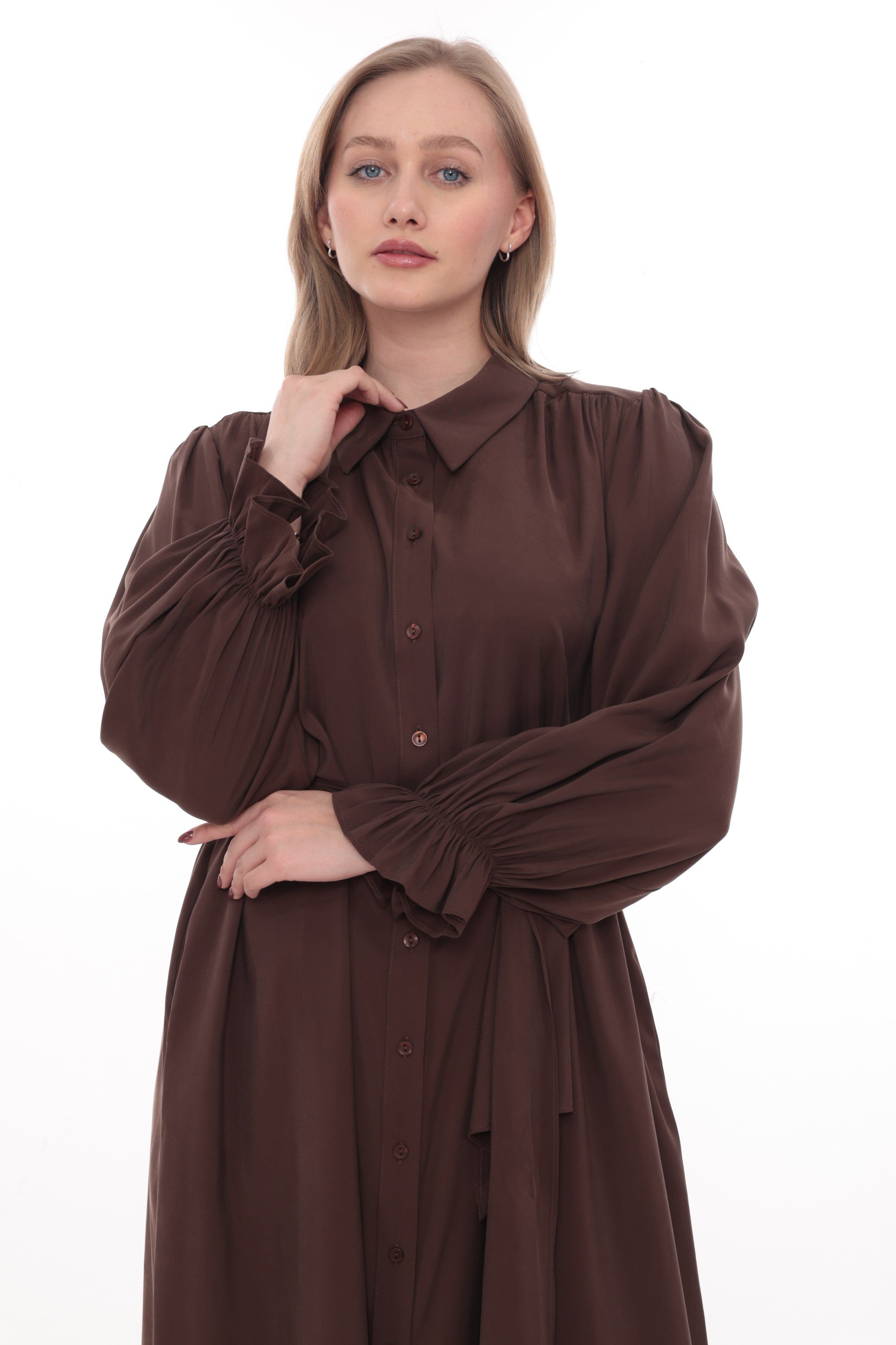 PY016/ Kolları Büzgülü  Elbise
