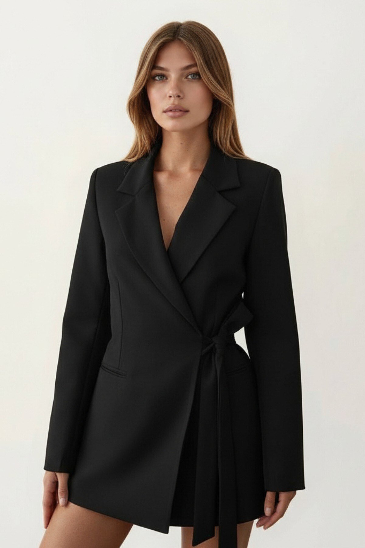 Kadın Bağlama Detaylı Blazer Ceket